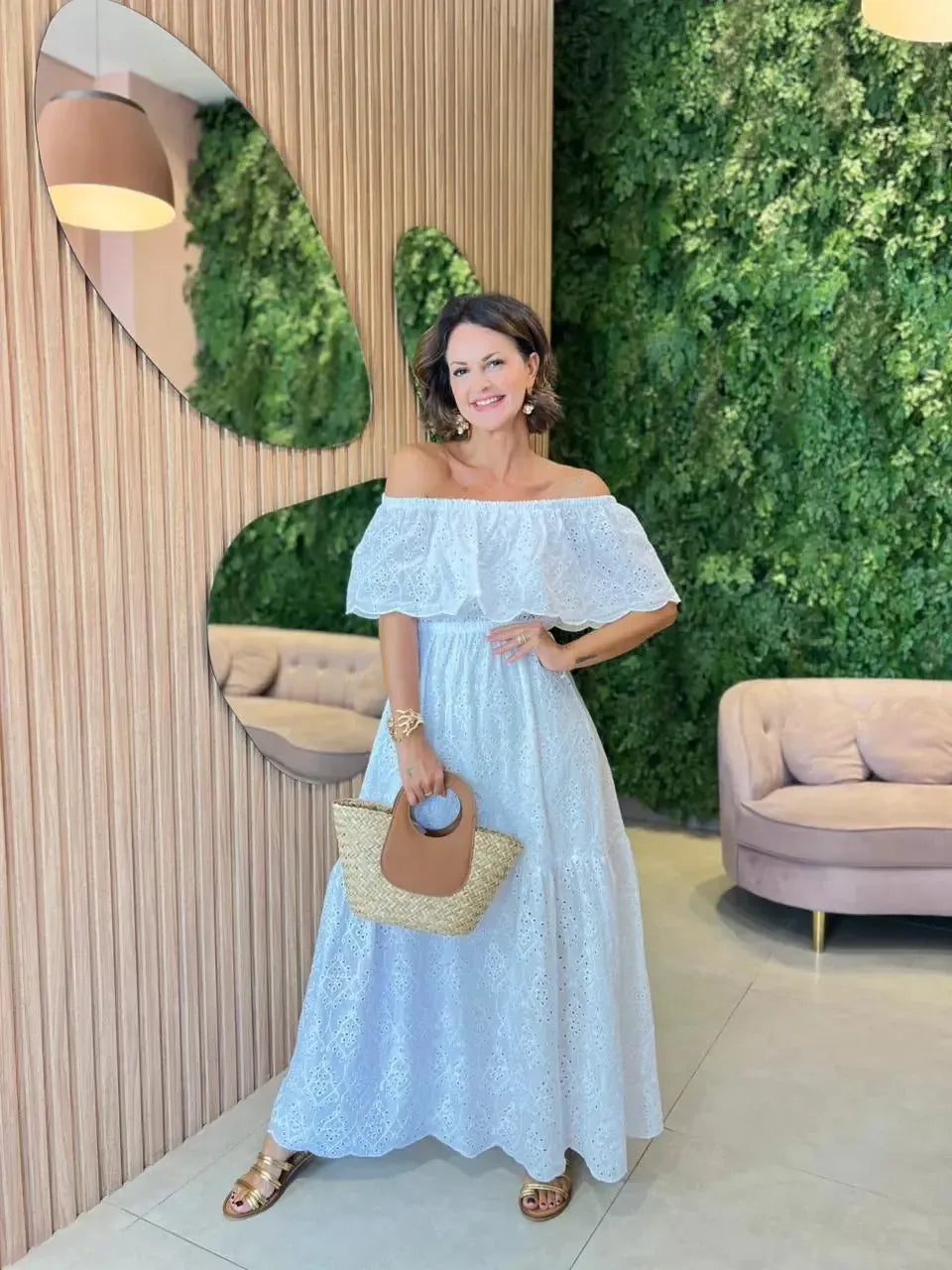 Vestido em Lessie Modelo Ciganinha, Off White