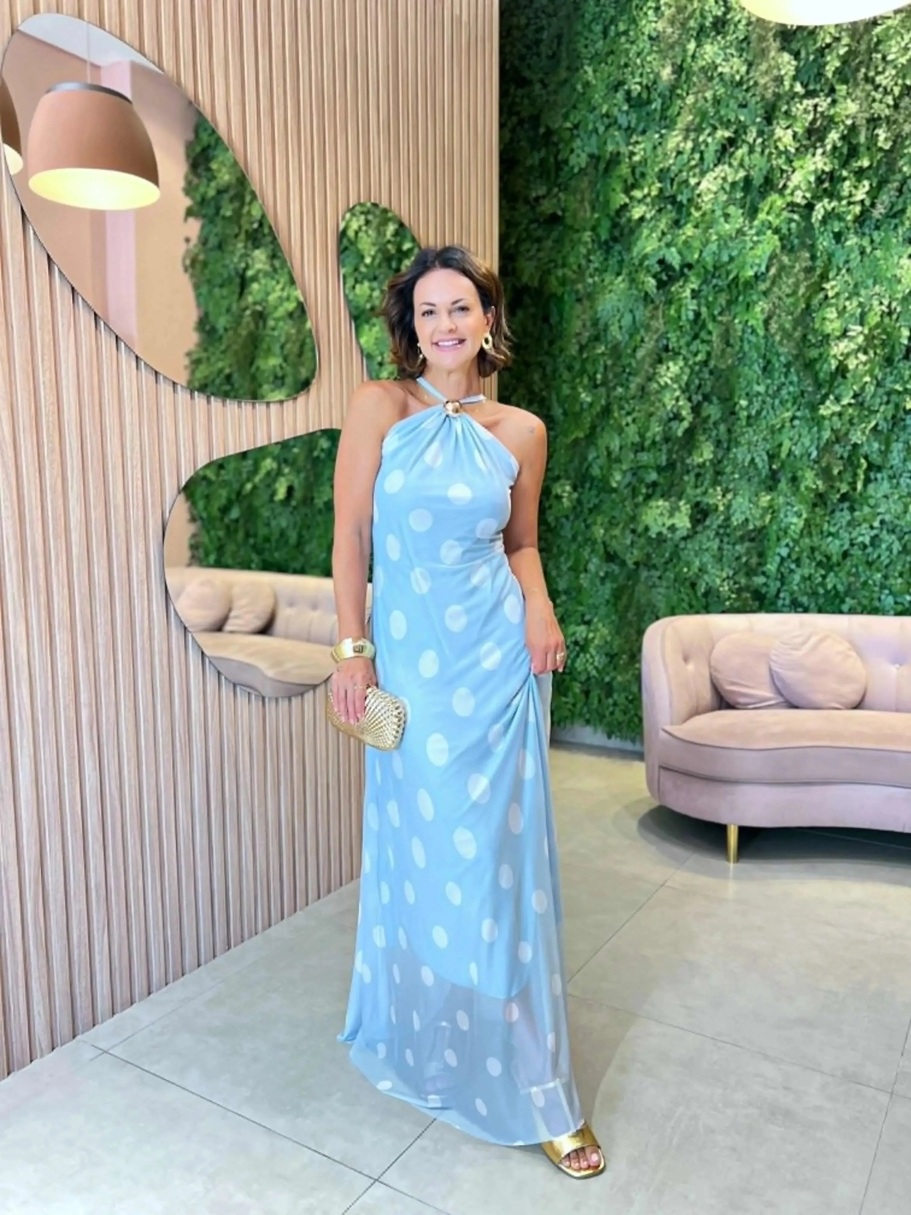 Vestido em tule Santorini amplo Póa , Azul