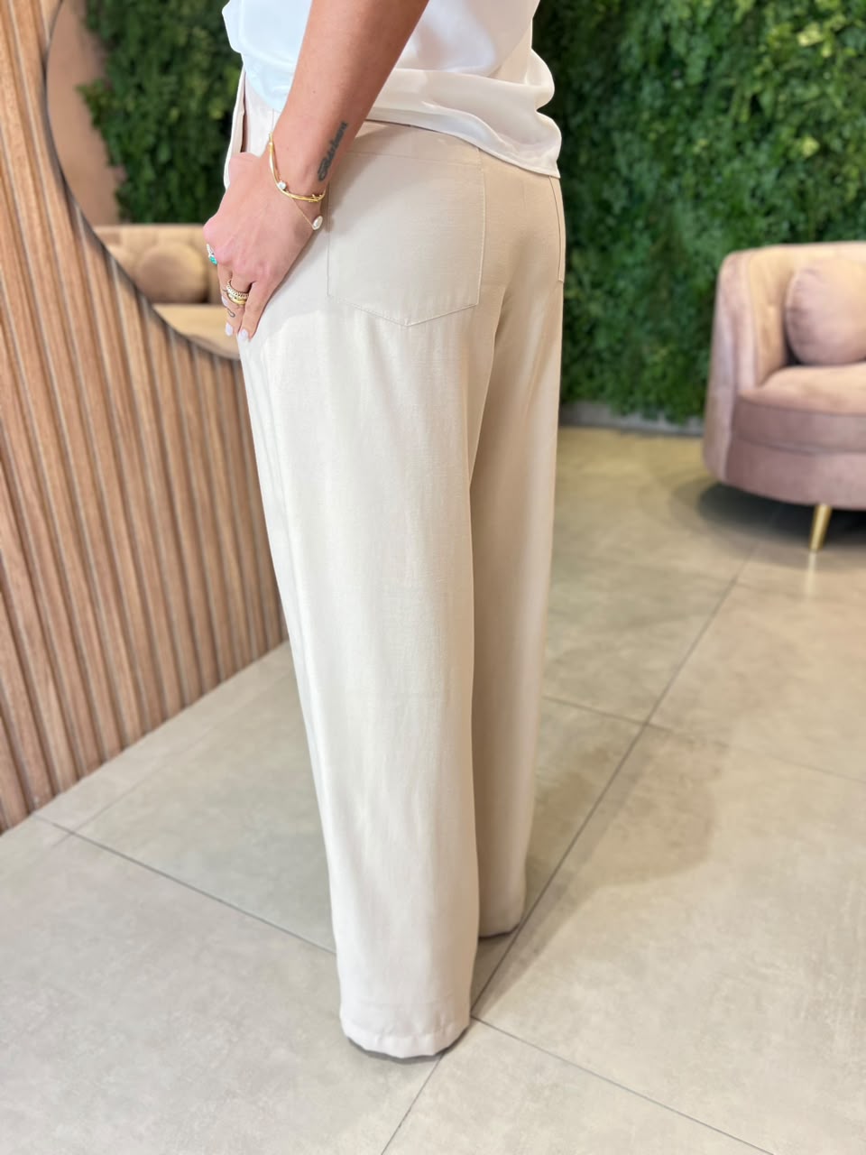 Calça Pantalona Marrante, Cru