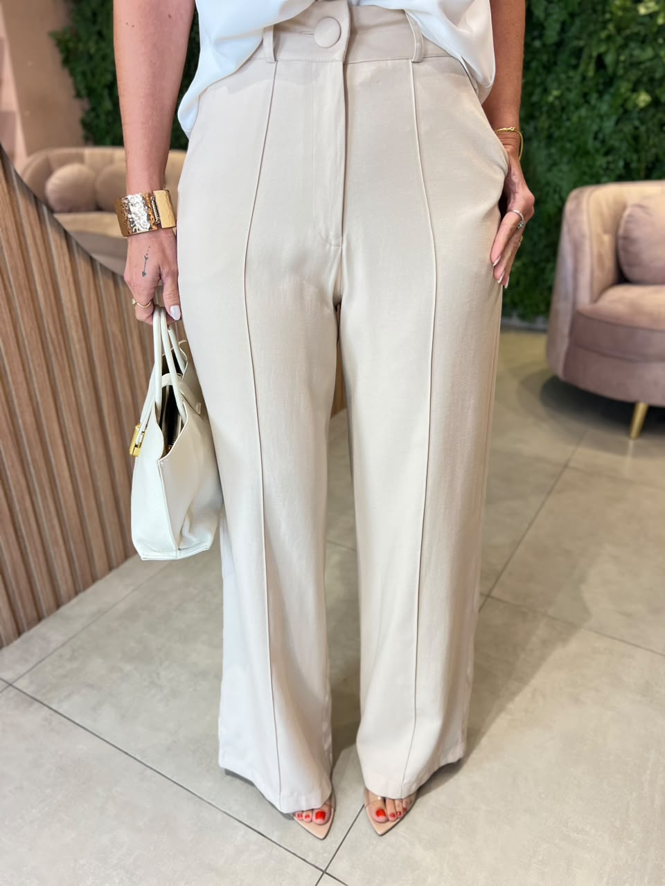 Calça Pantalona Marrante, Cru