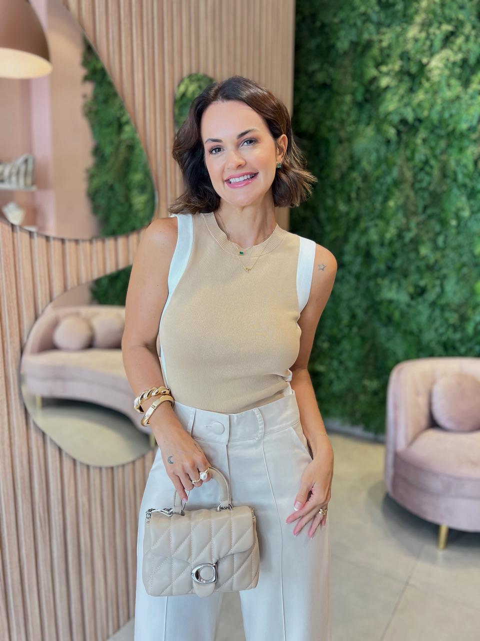 Regata Modal Bicolor, Nude com Off White