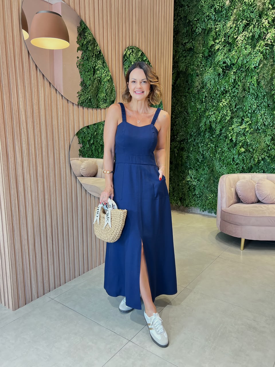 Vestido Sucesso em Tecido Marrante, Azul Marinho