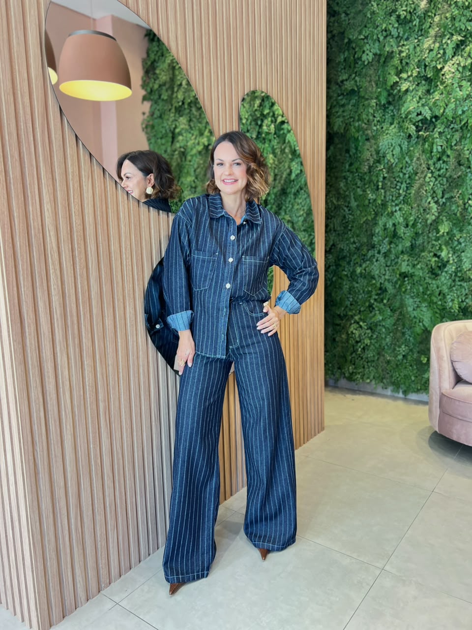 Jaqueta Jeans Oversized Risca de Giz