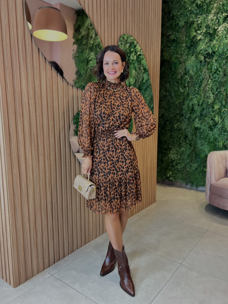 Vestido em tule Curto, Animal Print