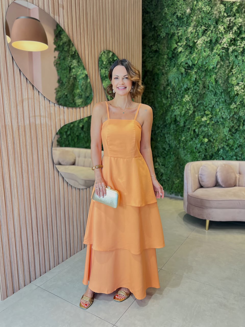 Vestido em Camadas, Laranja