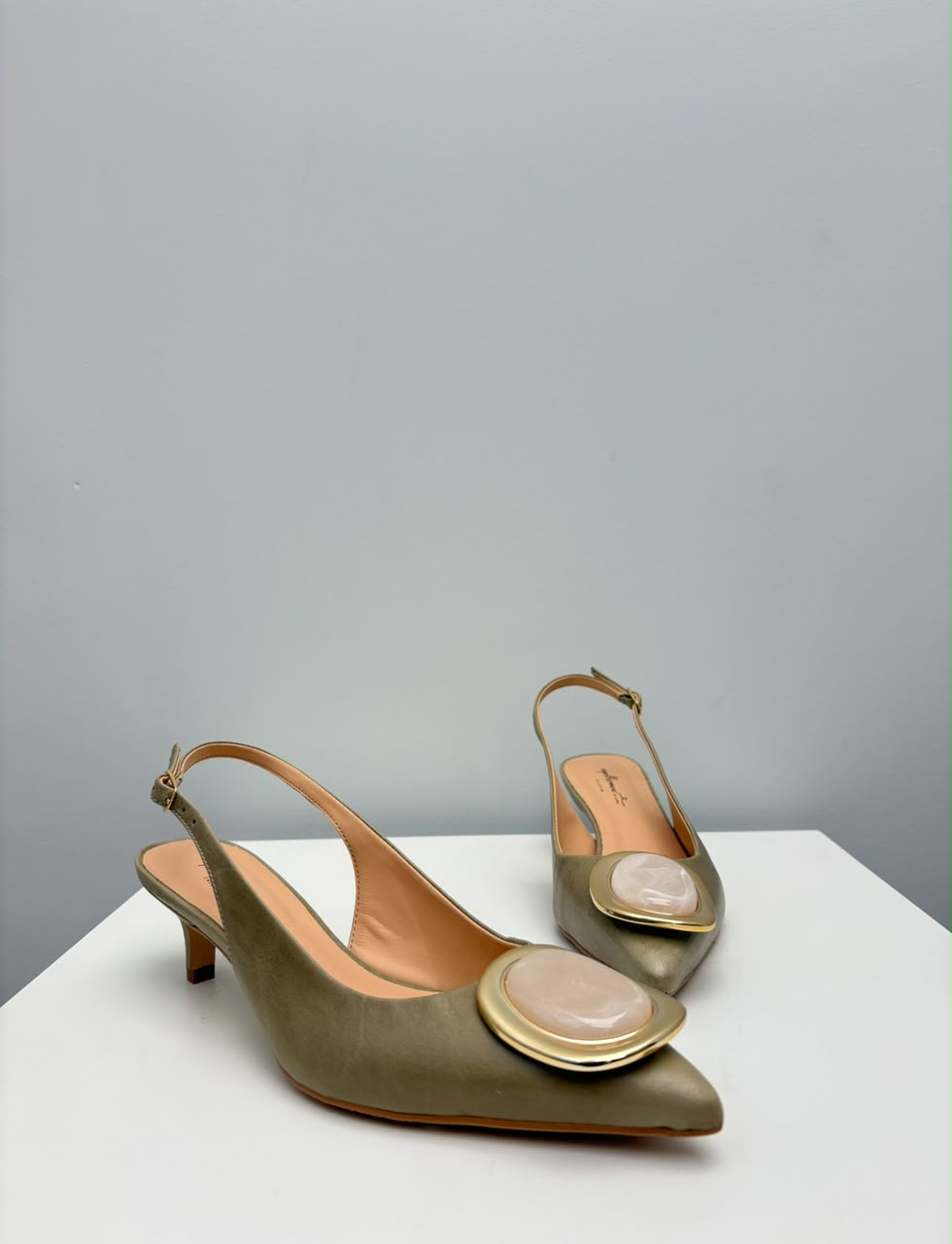 Scarpin Slingback Bárbara,  Verde Matcha