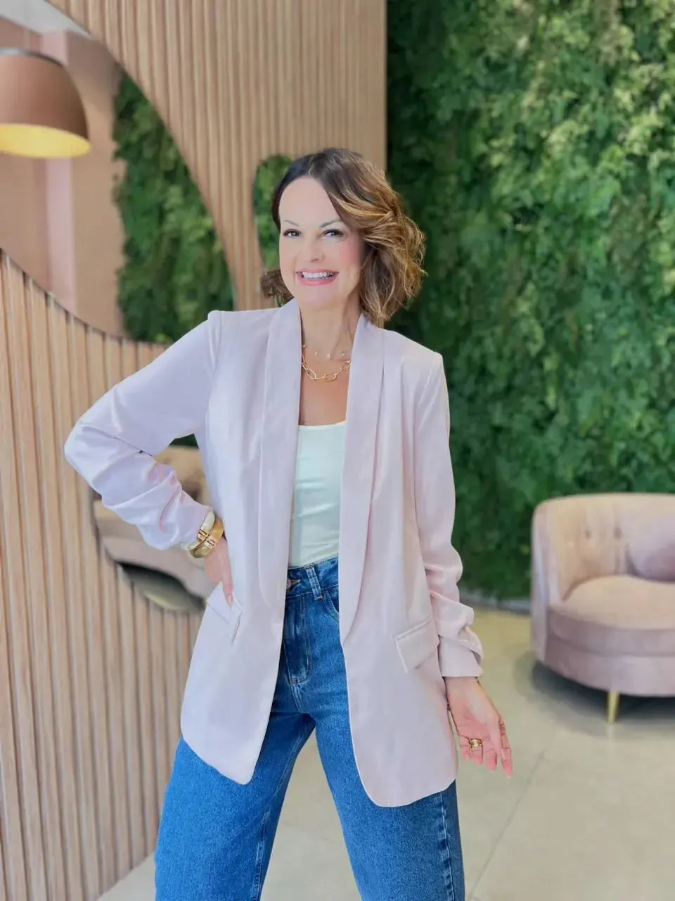Blazer Forrado, Rosa Claro