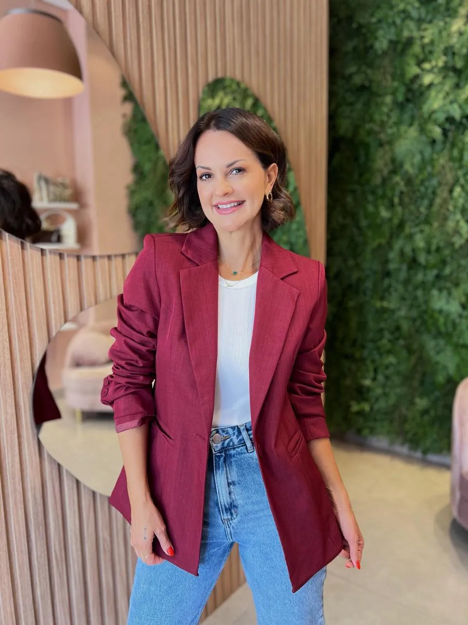 Blazer em Alfaiataria Forrado, Marsala