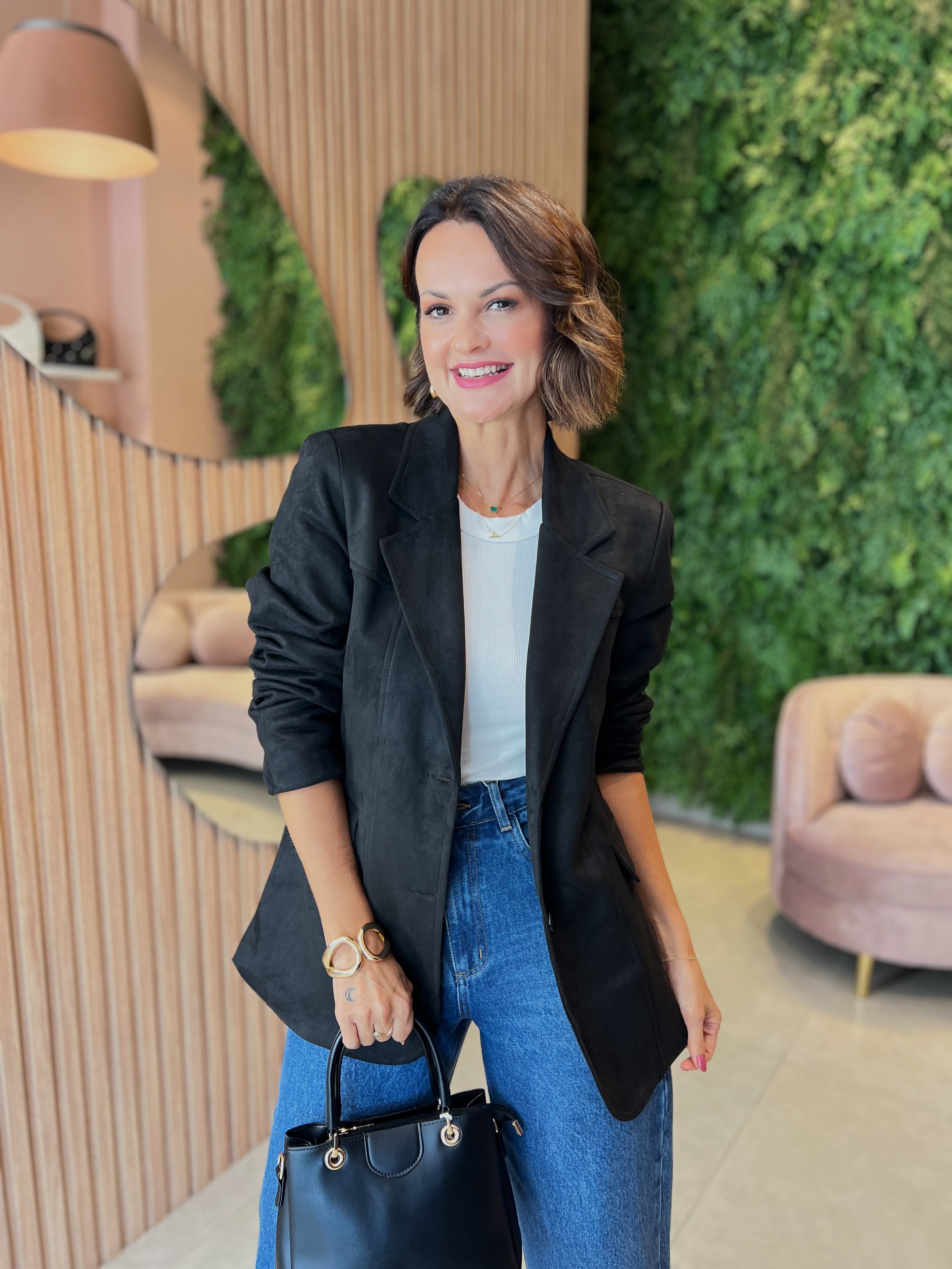Blazer em Suede, Preto (Envios e retiradas a partir de 26/05)