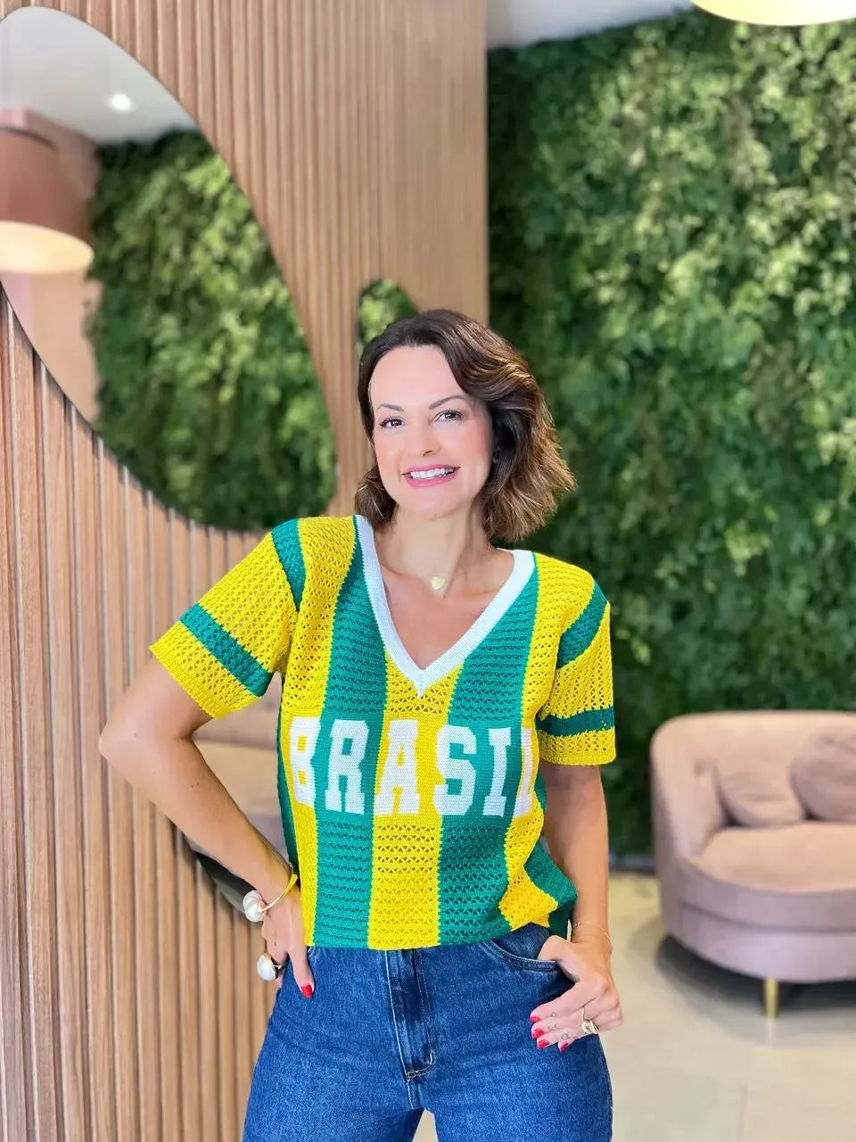 Blusa Brasil em Tricô (Envios e retiradas a partir de 05/05)