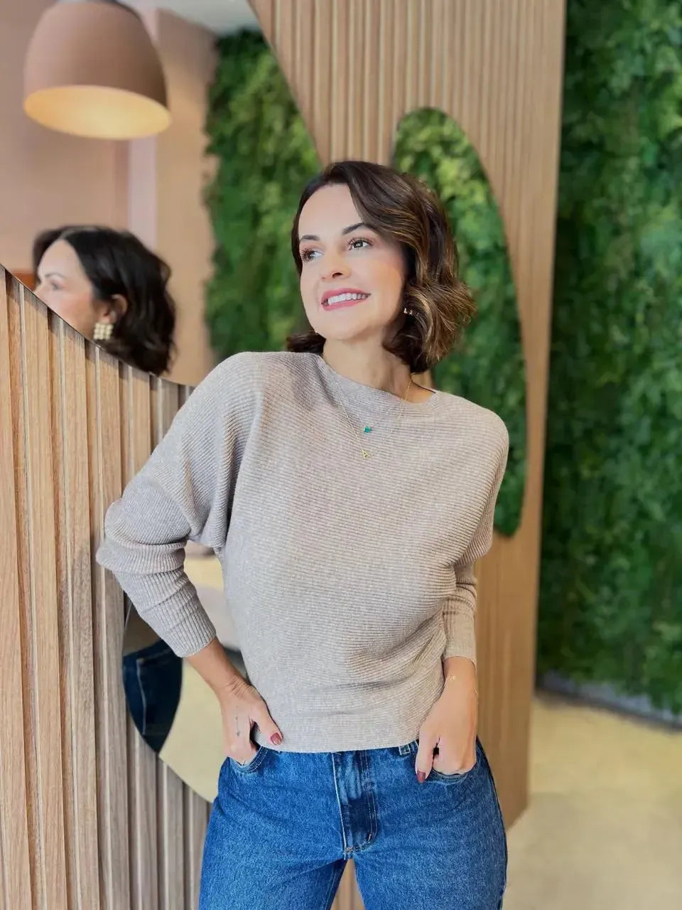 Blusa em Tricô Modal, Areia