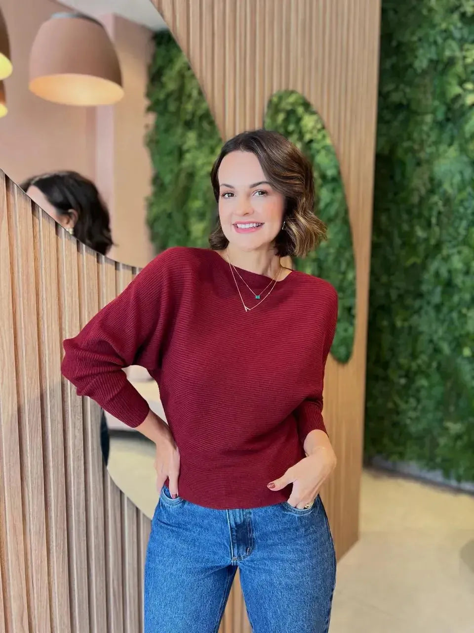 Blusa em Tricô Modal, Marsala