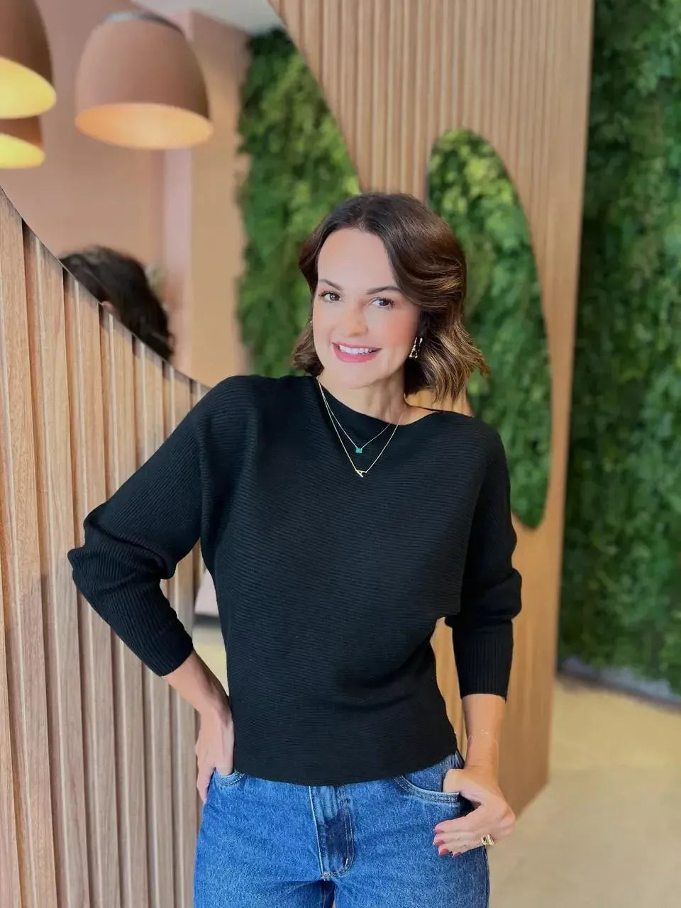 Blusa em Tricô Modal, Preta