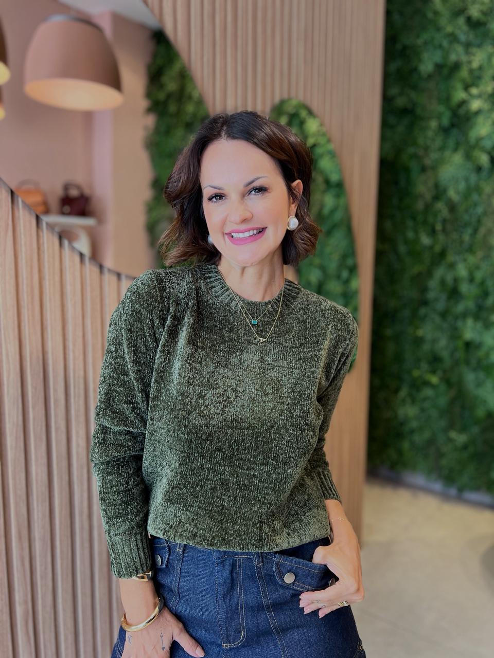 Blusa em Tricô Mousse, Verde (Envios e retiradas a partir de 02/06)