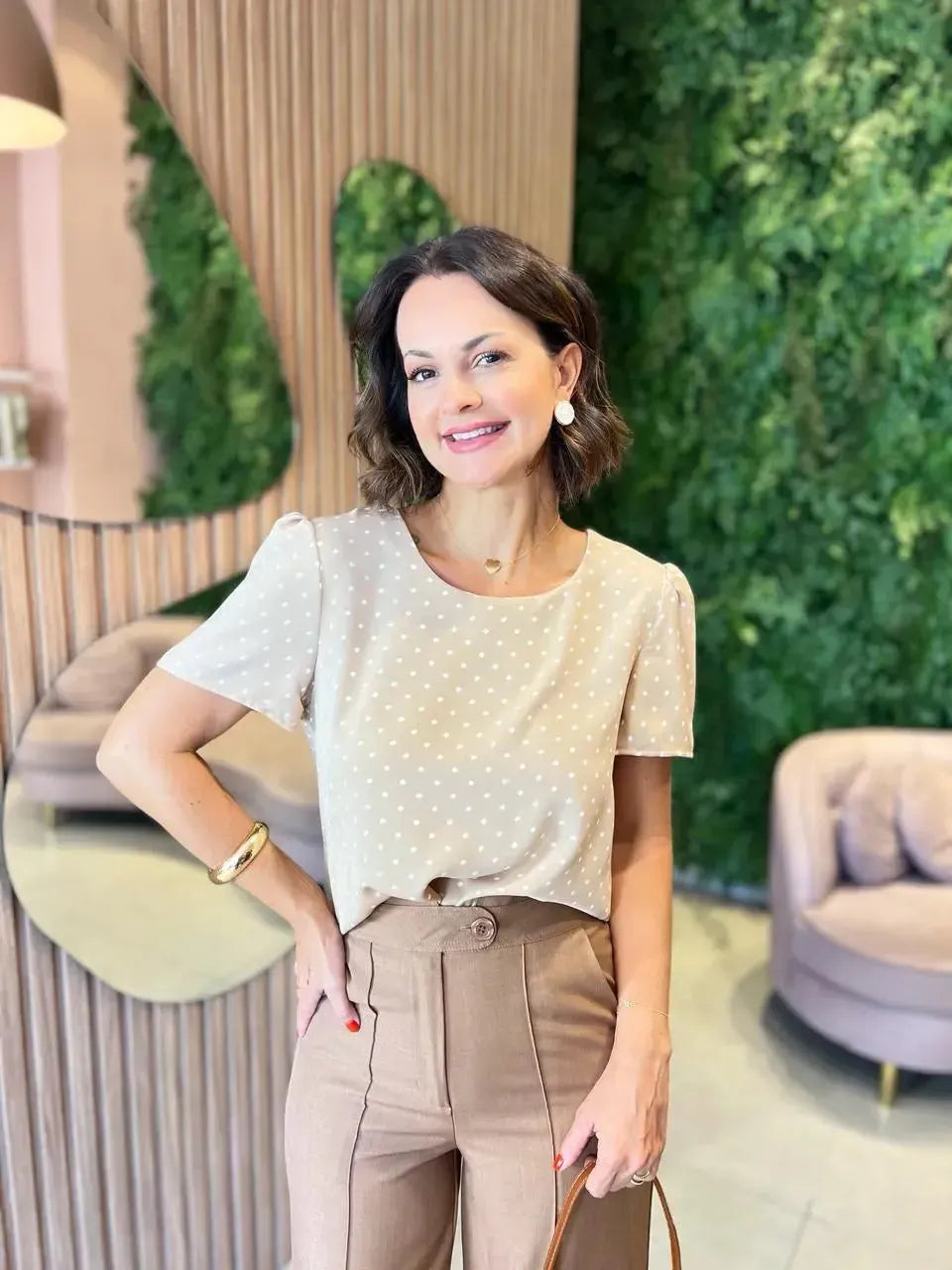 Blusa manga curta Póa, Cru