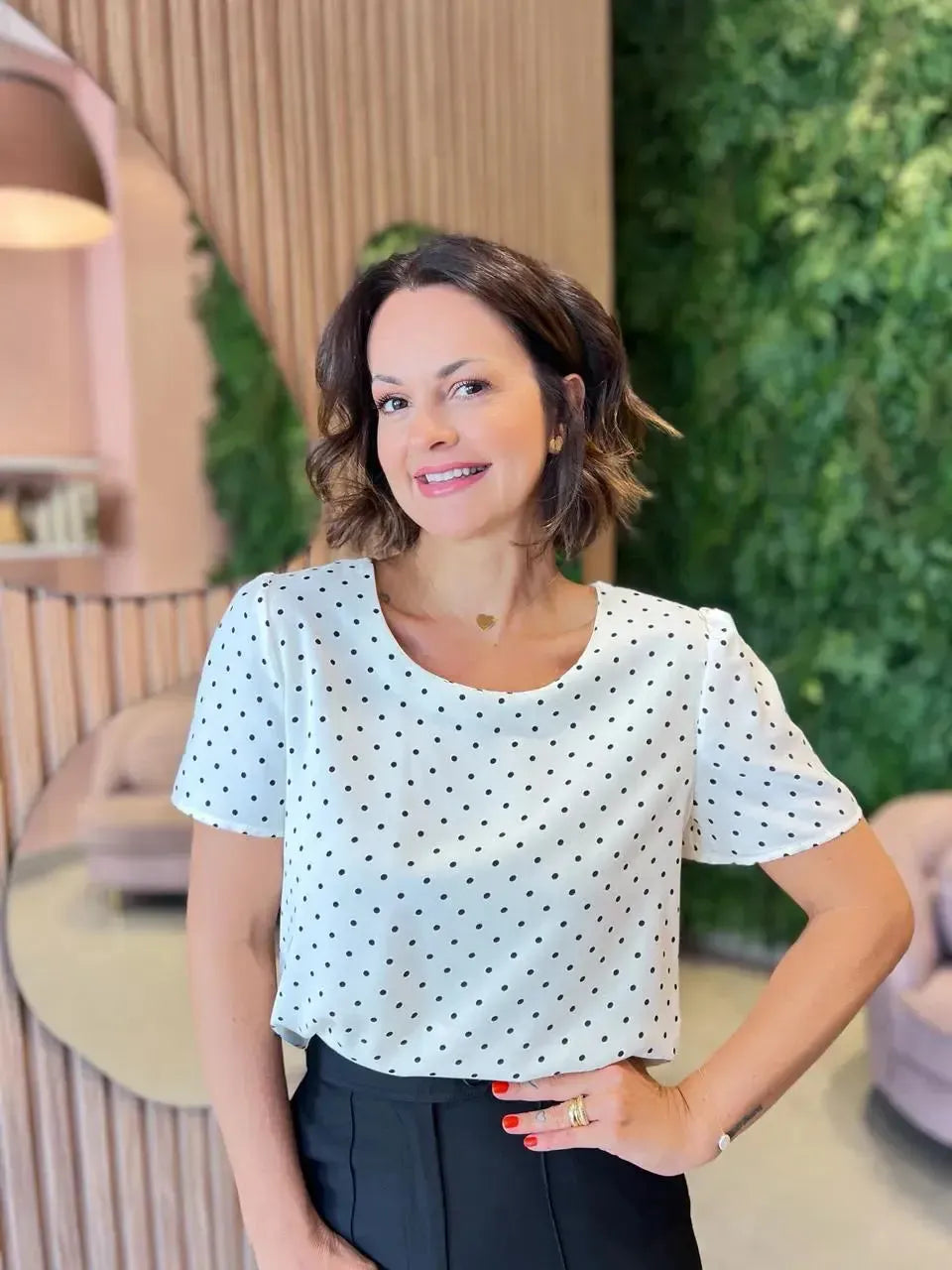 Blusa manga curta Póa, Off-white