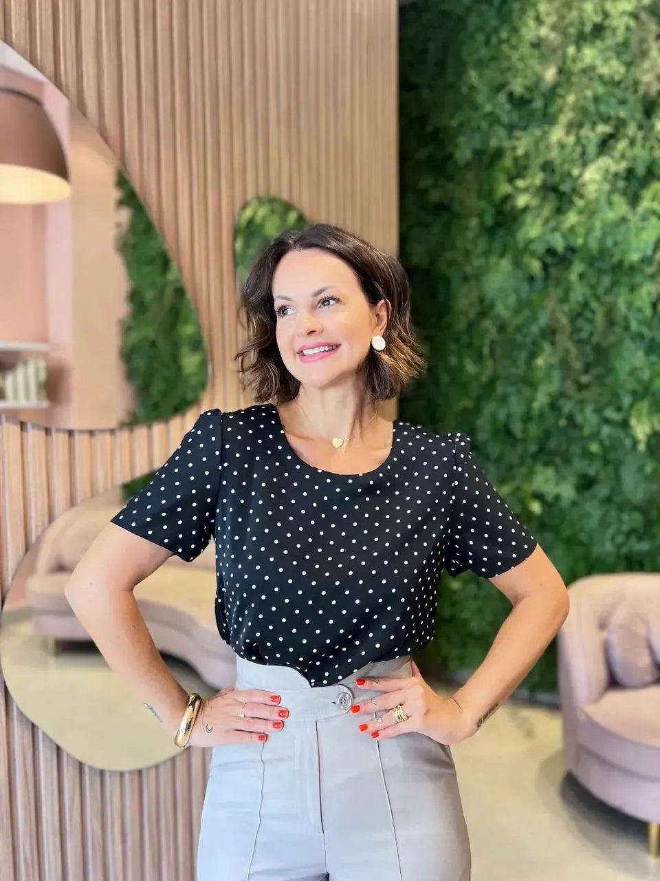 Blusa manga curta Póa, Preto