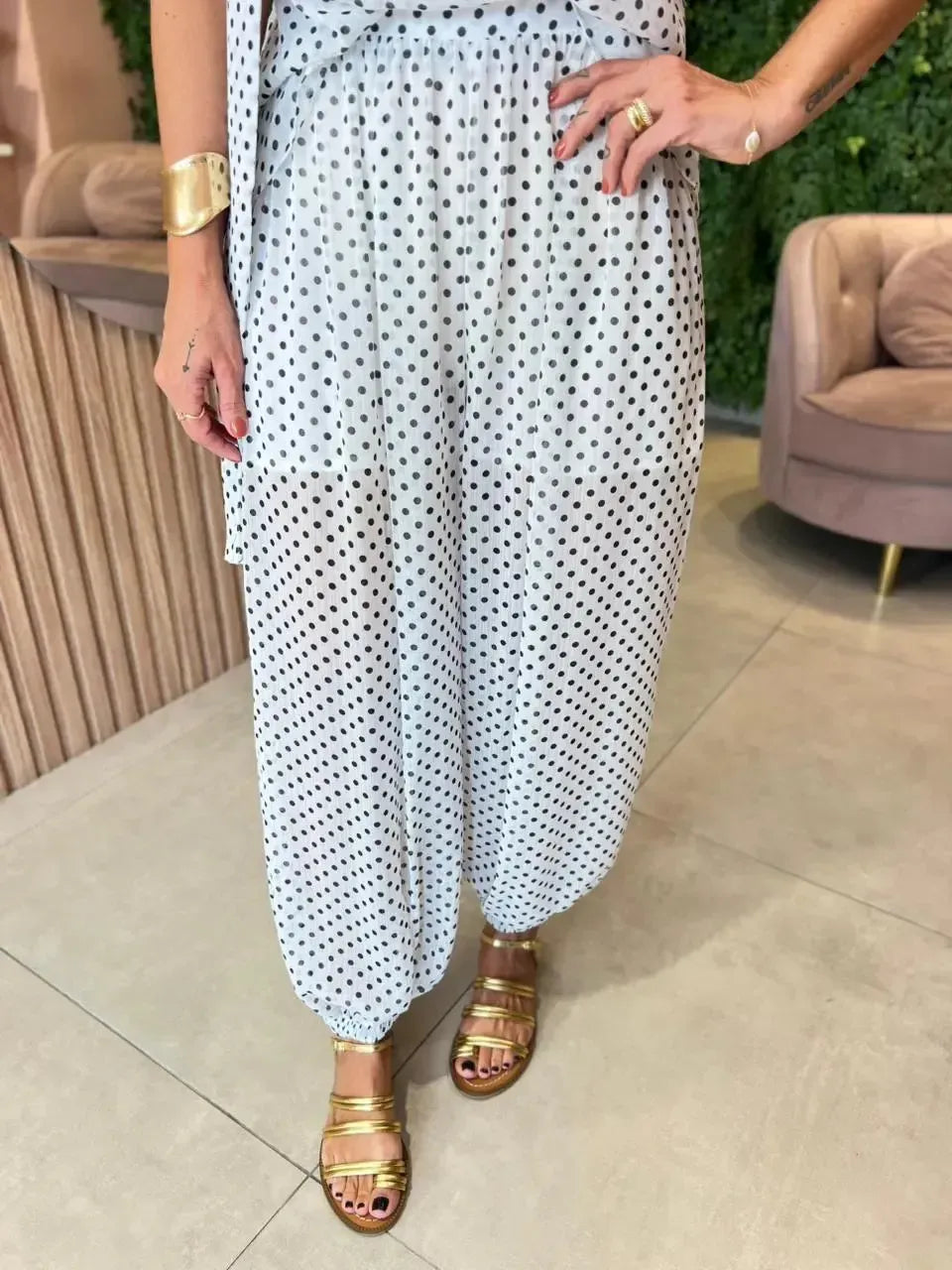 Calça Aladdin em Póa , Off-white