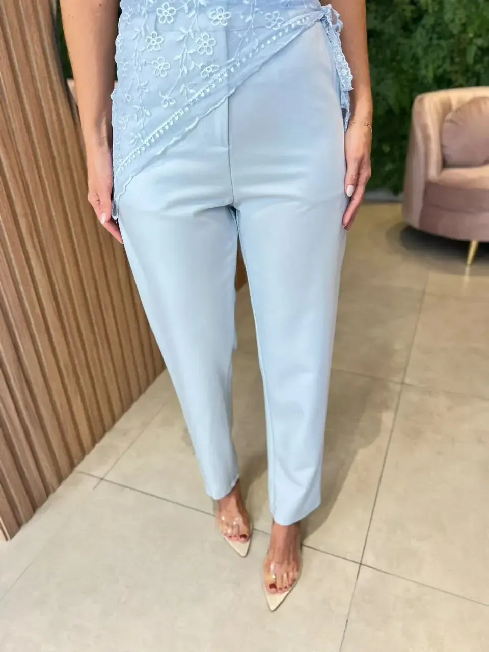 Calça Alfaiataria + Lenço, Azul