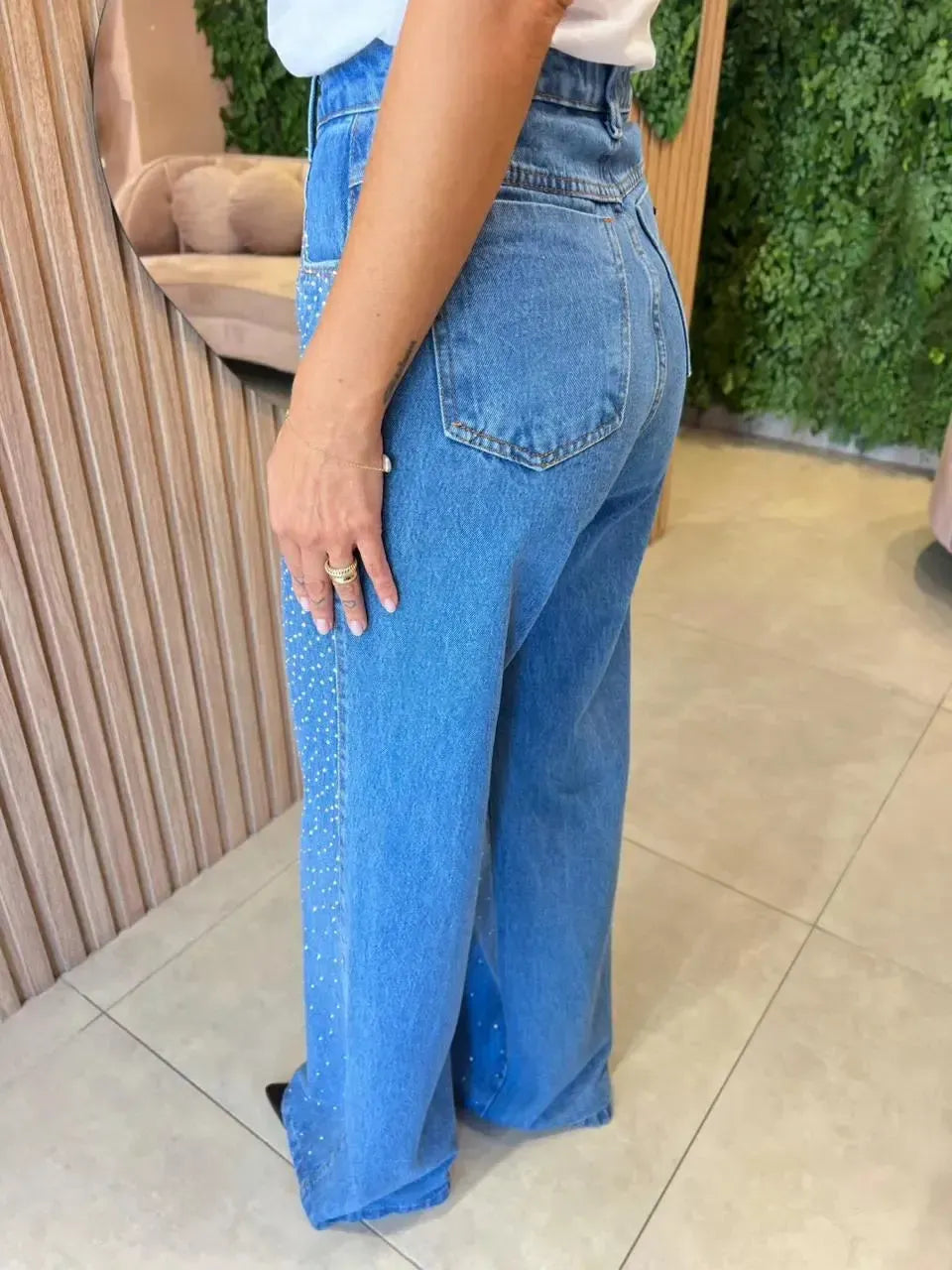 Calça Jeans Clara com Brilho