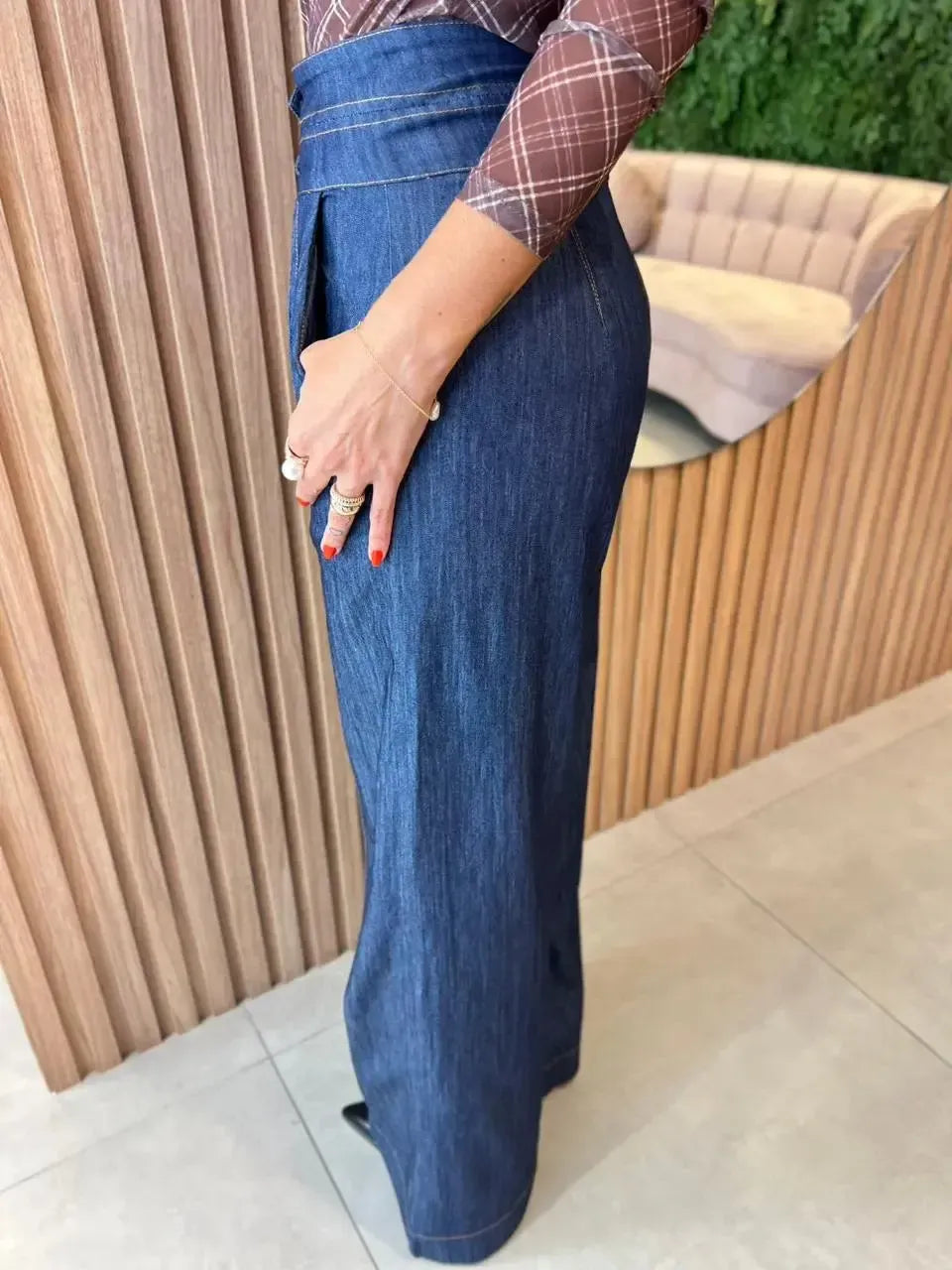 Calça Jeans Pantalona 2 Botões 2063