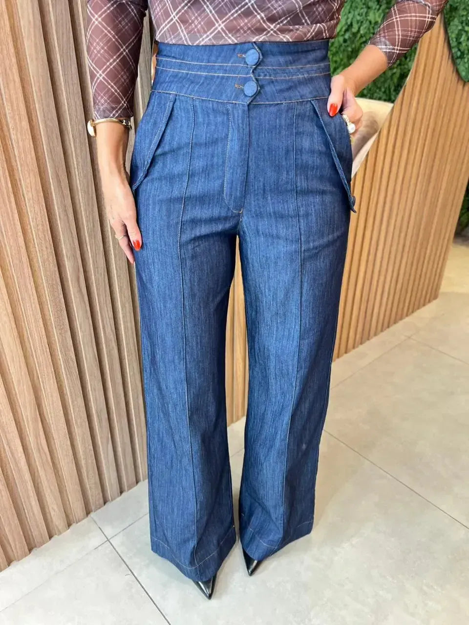 Calça Jeans Pantalona 2 Botões