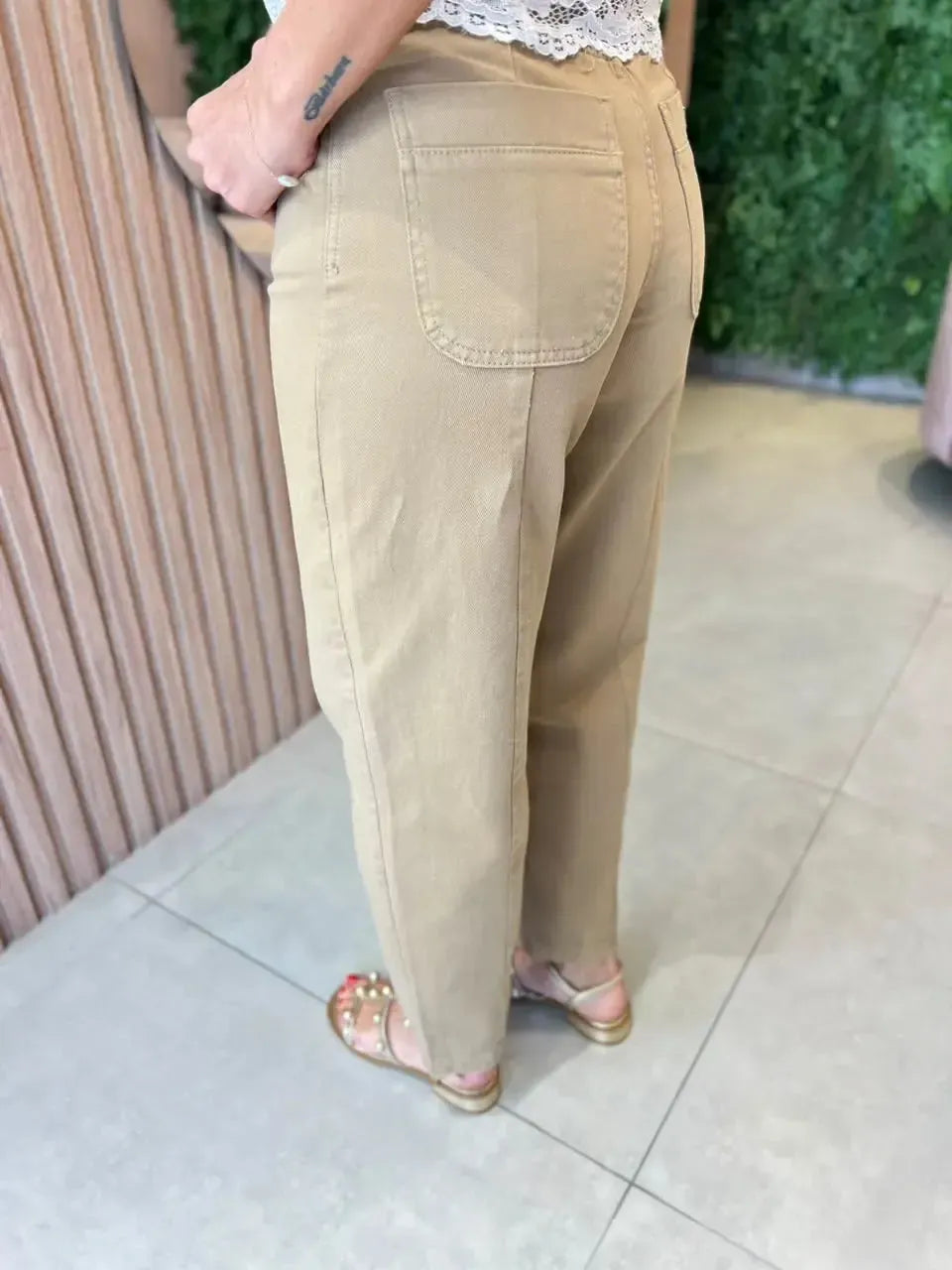 Calça Jeans Trama, Khaki