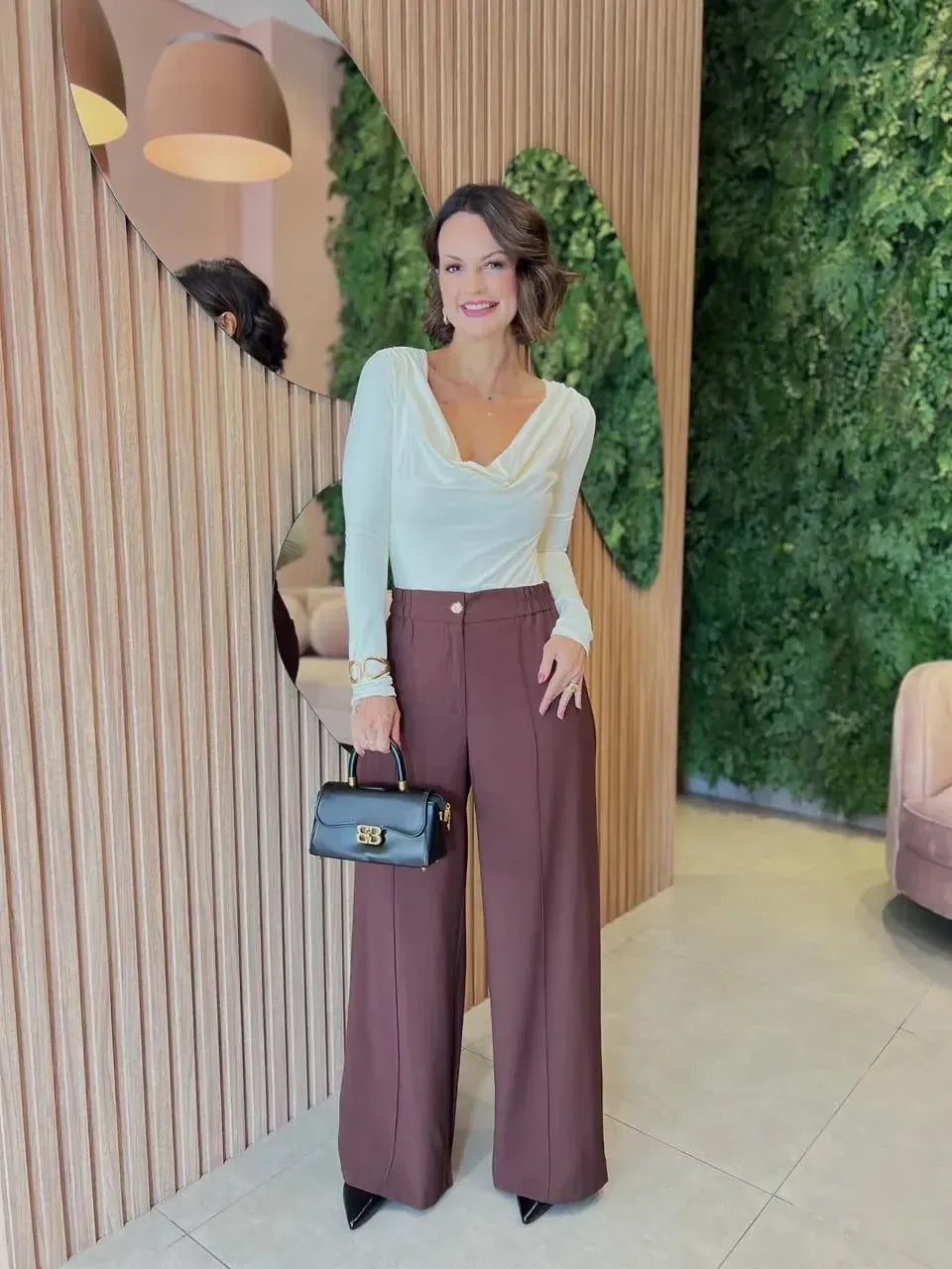 Calça Pantalona Marrante, Marrom