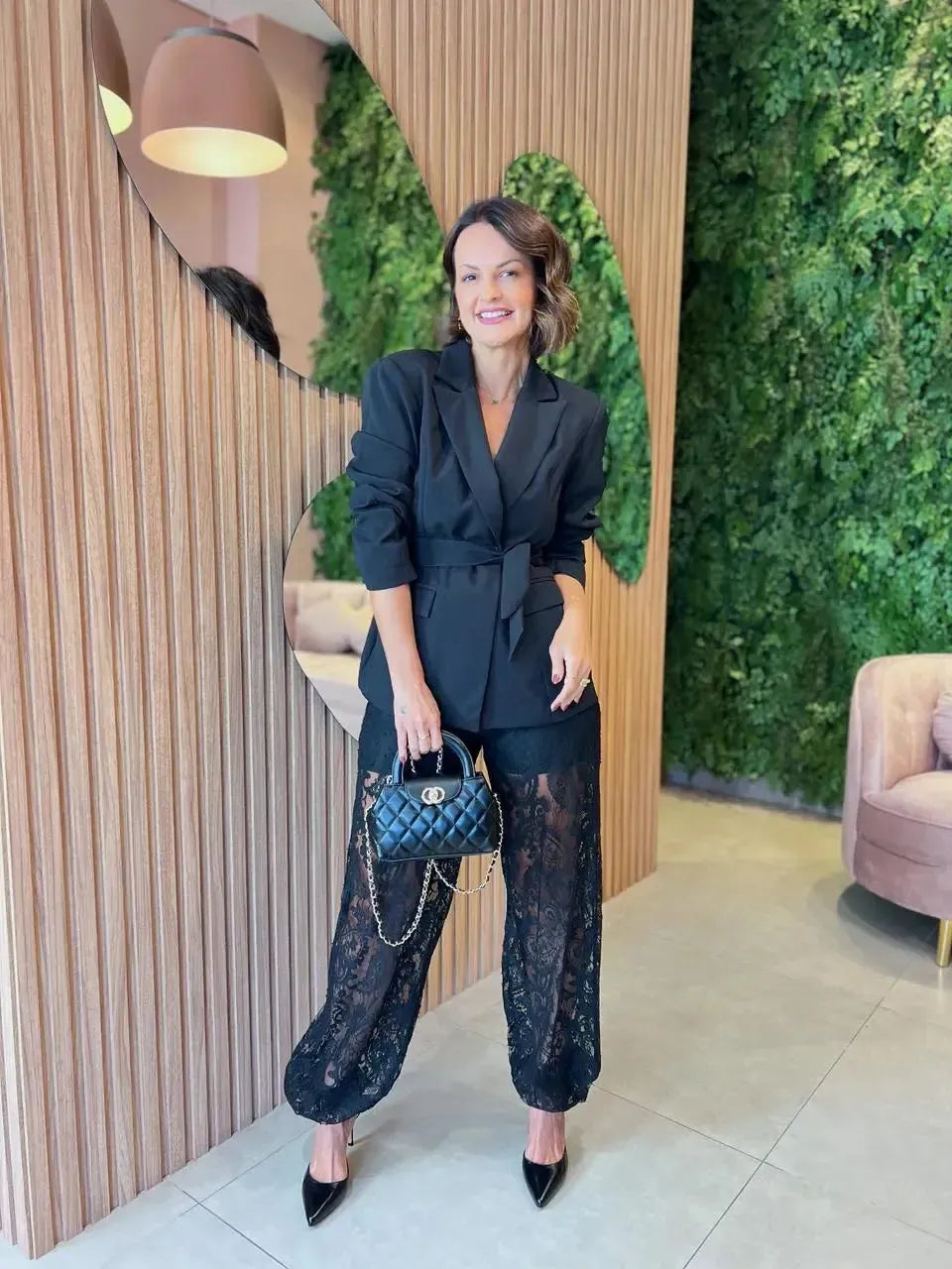 Calça aladim em Renda, Preta