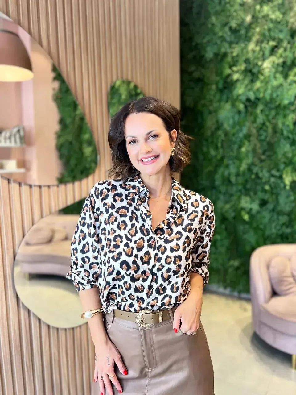 Camisa Animal Print, Caramelo