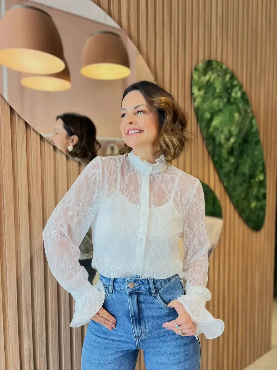 Camisa em Renda + Top, Branca