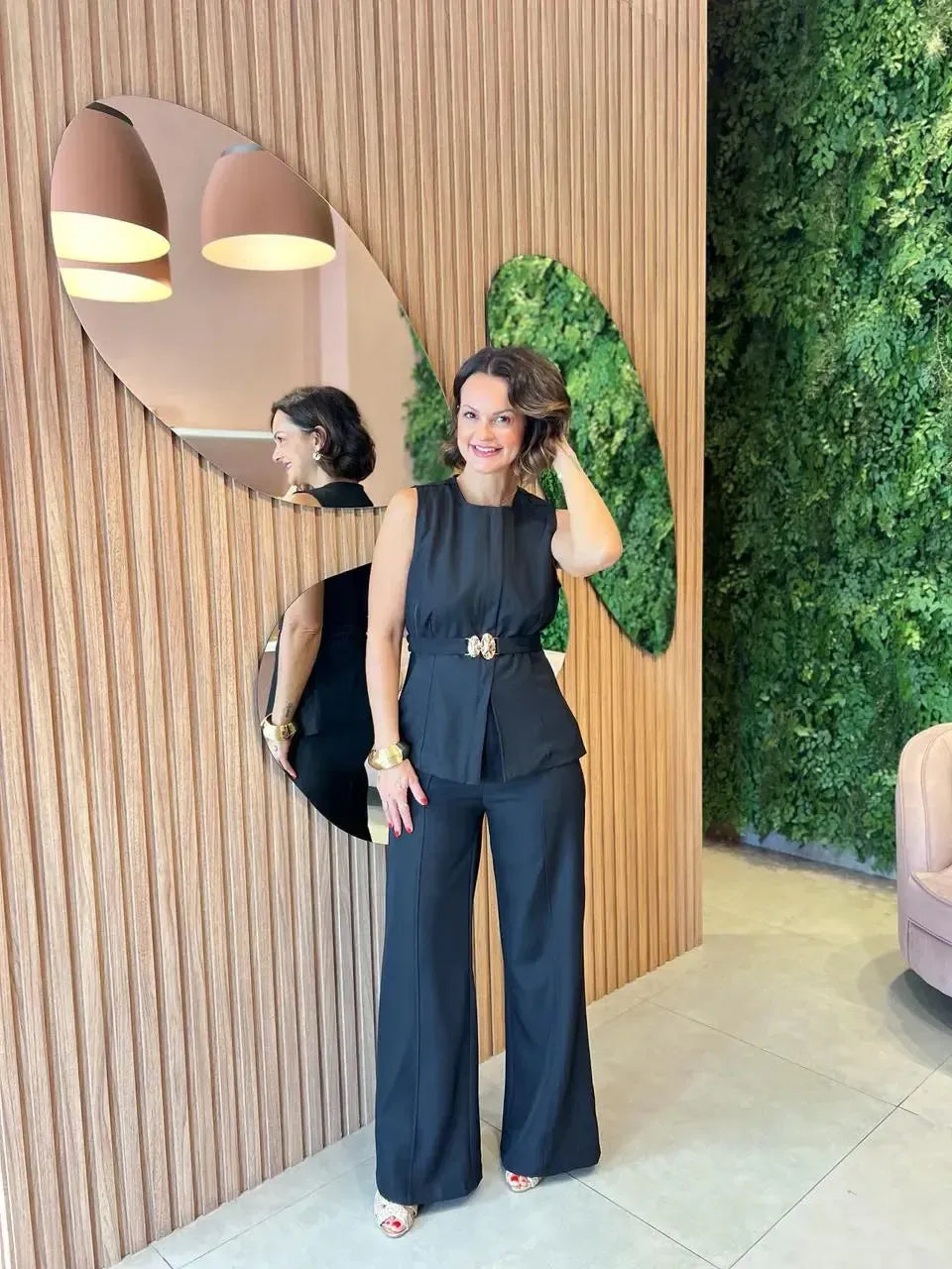 Conjunto Alfaiataria com Cinto, Preto