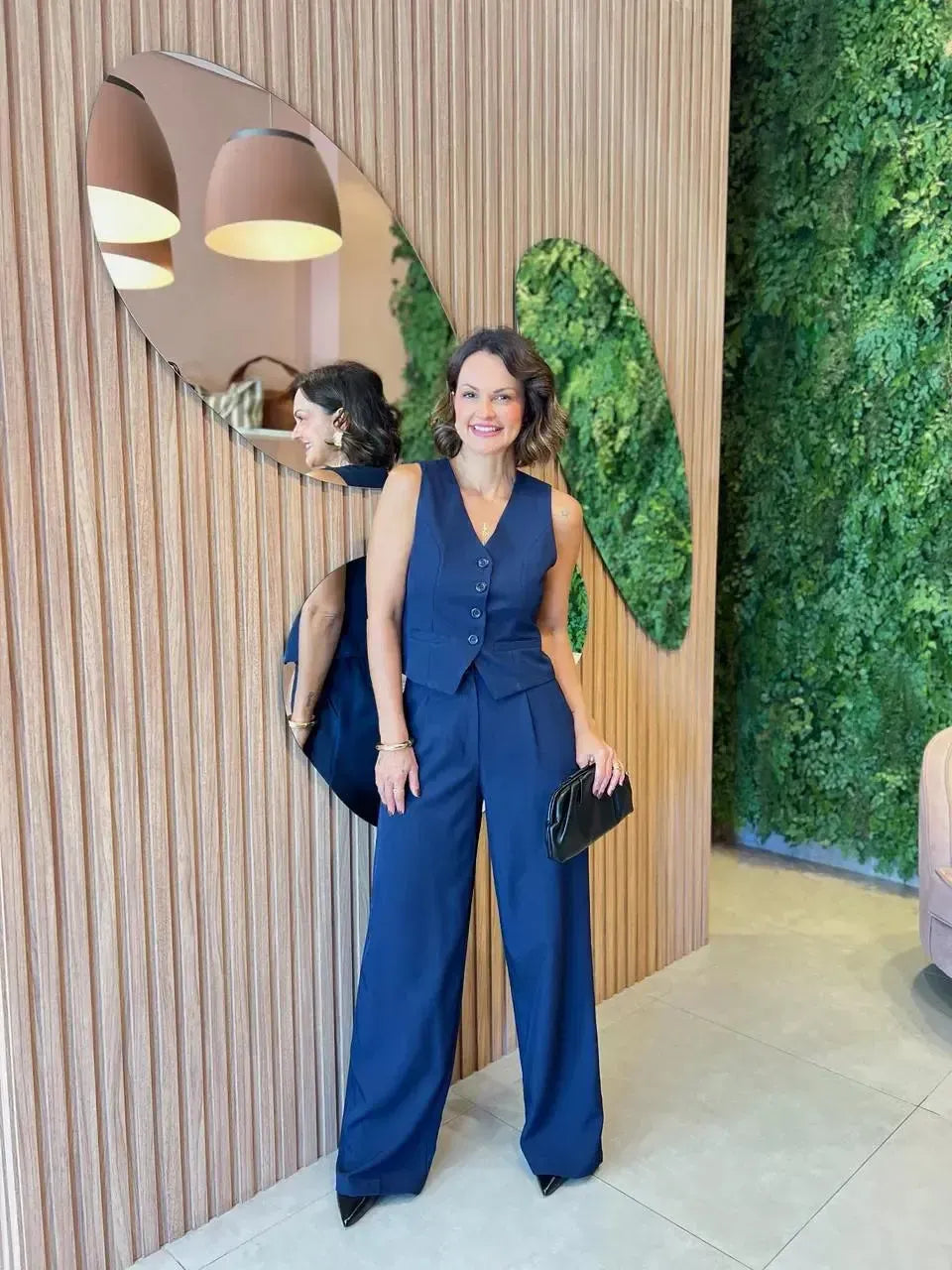 Conjunto Alfataria Colete + Calça, Azul Marinho