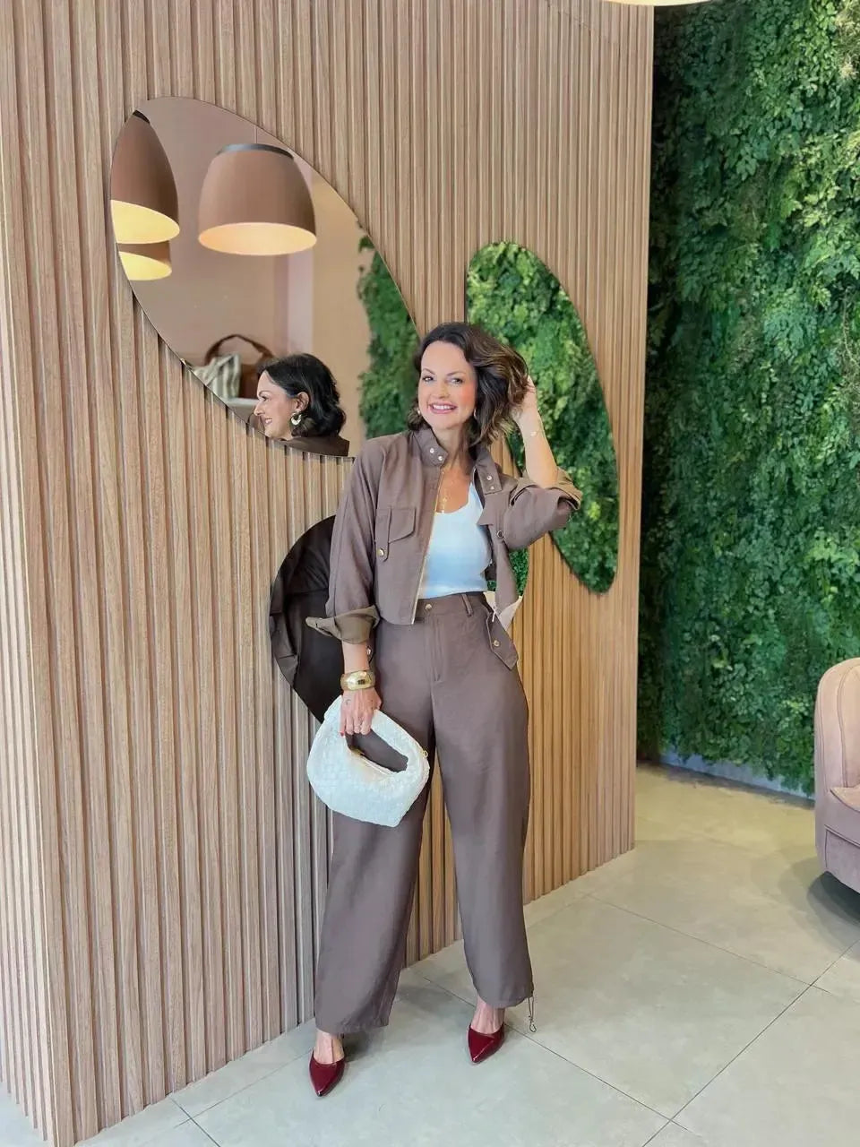 Conjunto Calça Aladim + Jaqueta, Marrom