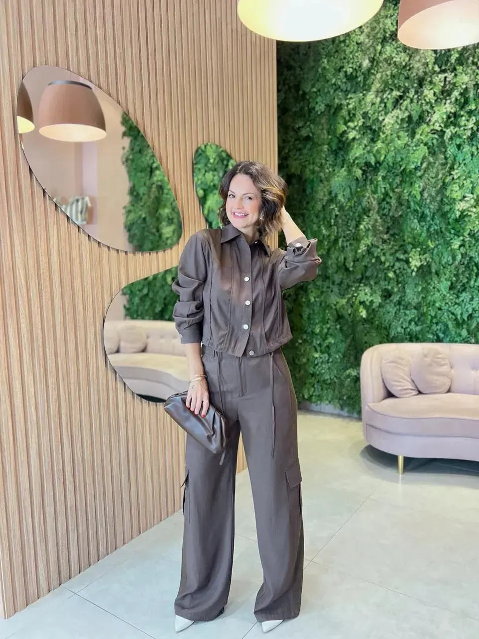 Conjunto Calça Cargo + Camisa Marrante, Marrom