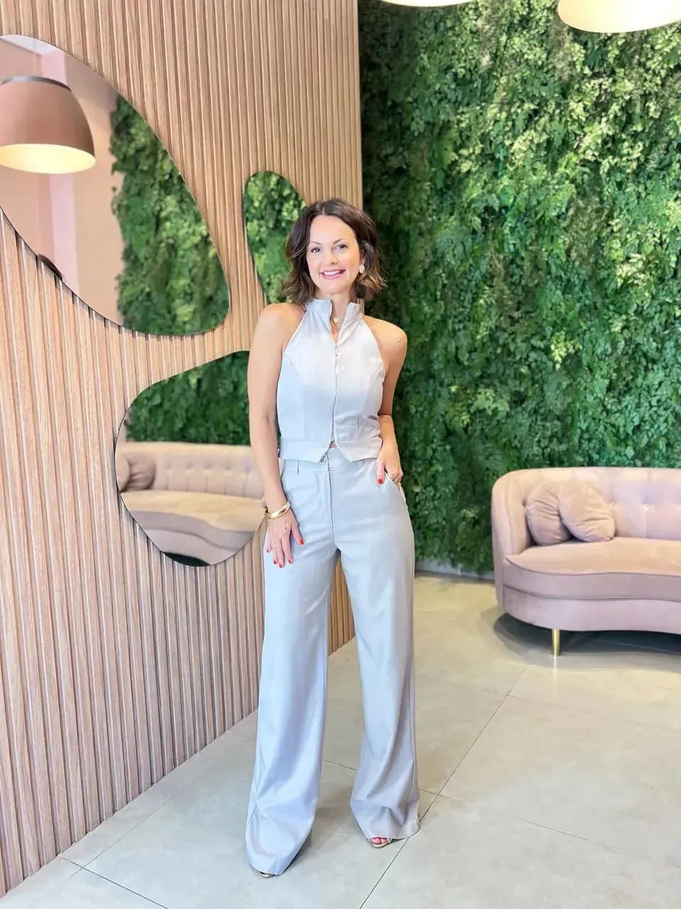 Conjunto Frente Unica com Ziper, Cinza