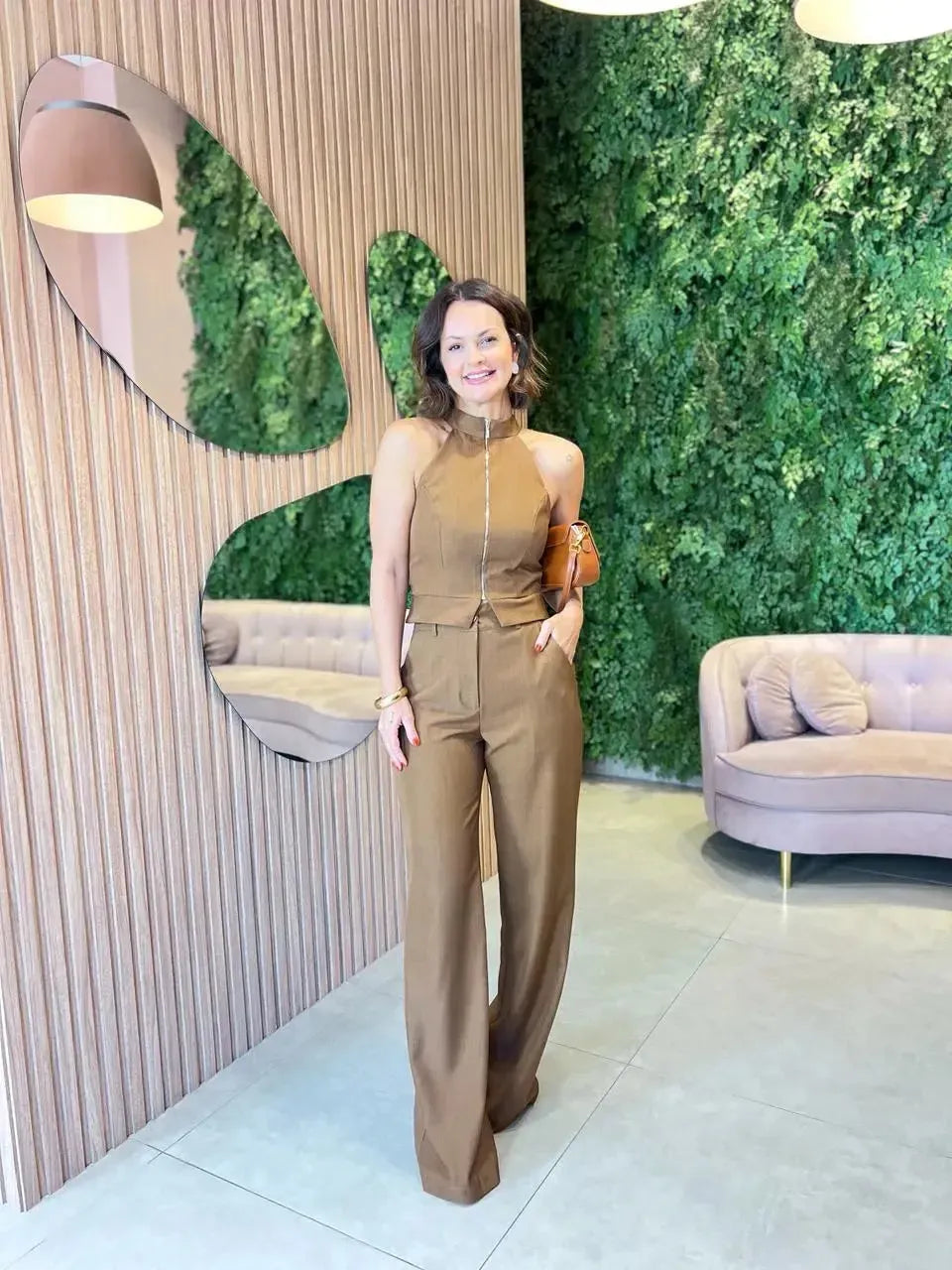 Conjunto Frente Unica com Ziper, Marrom