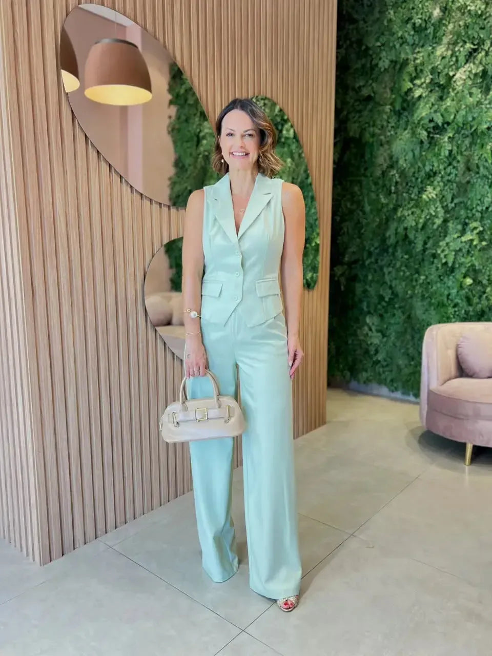 Conjunto em Alfaiataria Colete + Calça, Verde