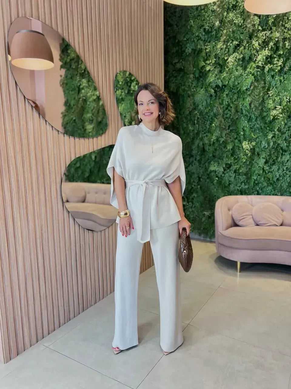 Conjunto em Tricô Modal, Areia