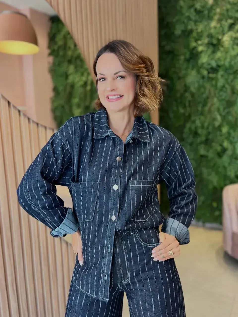 Jaqueta Jeans Oversized Risca de Giz