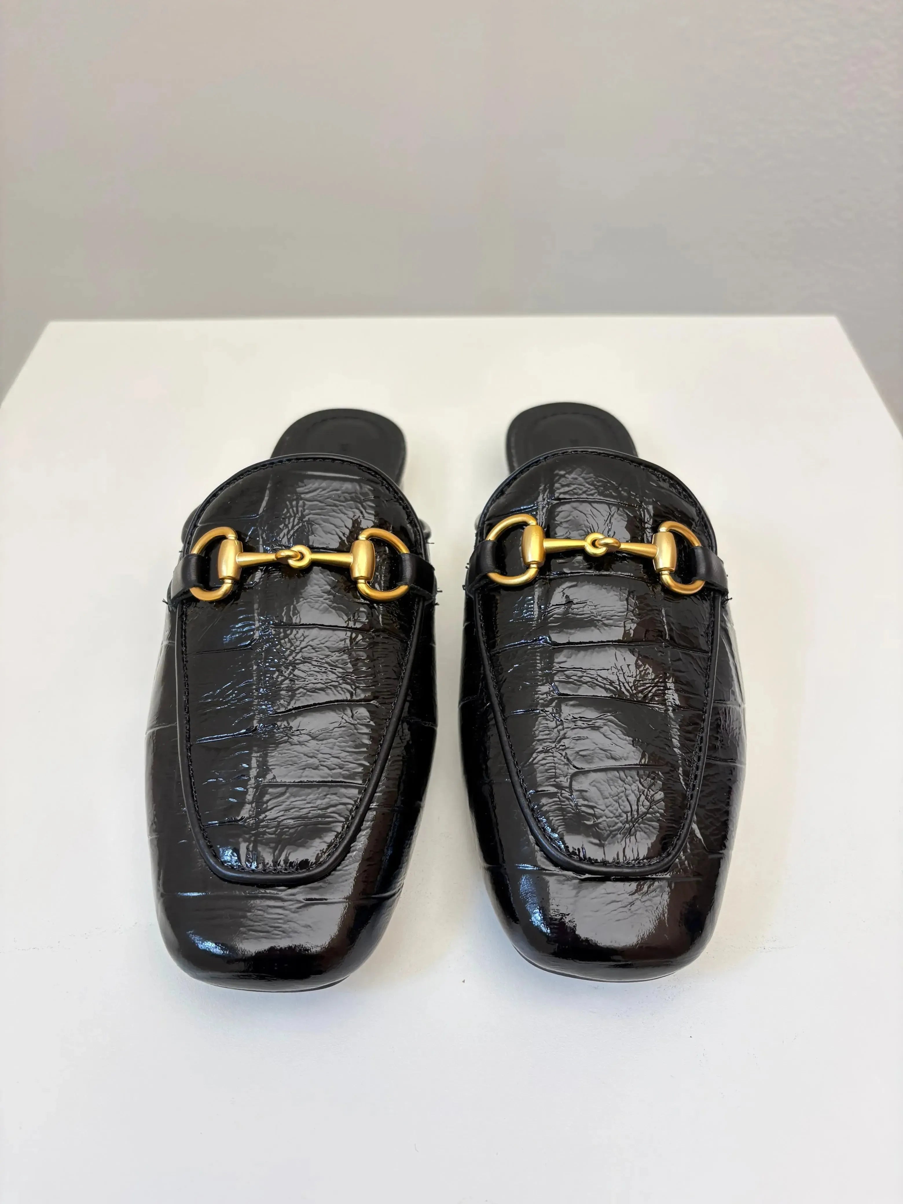 Mule Croco, Preto Verniz