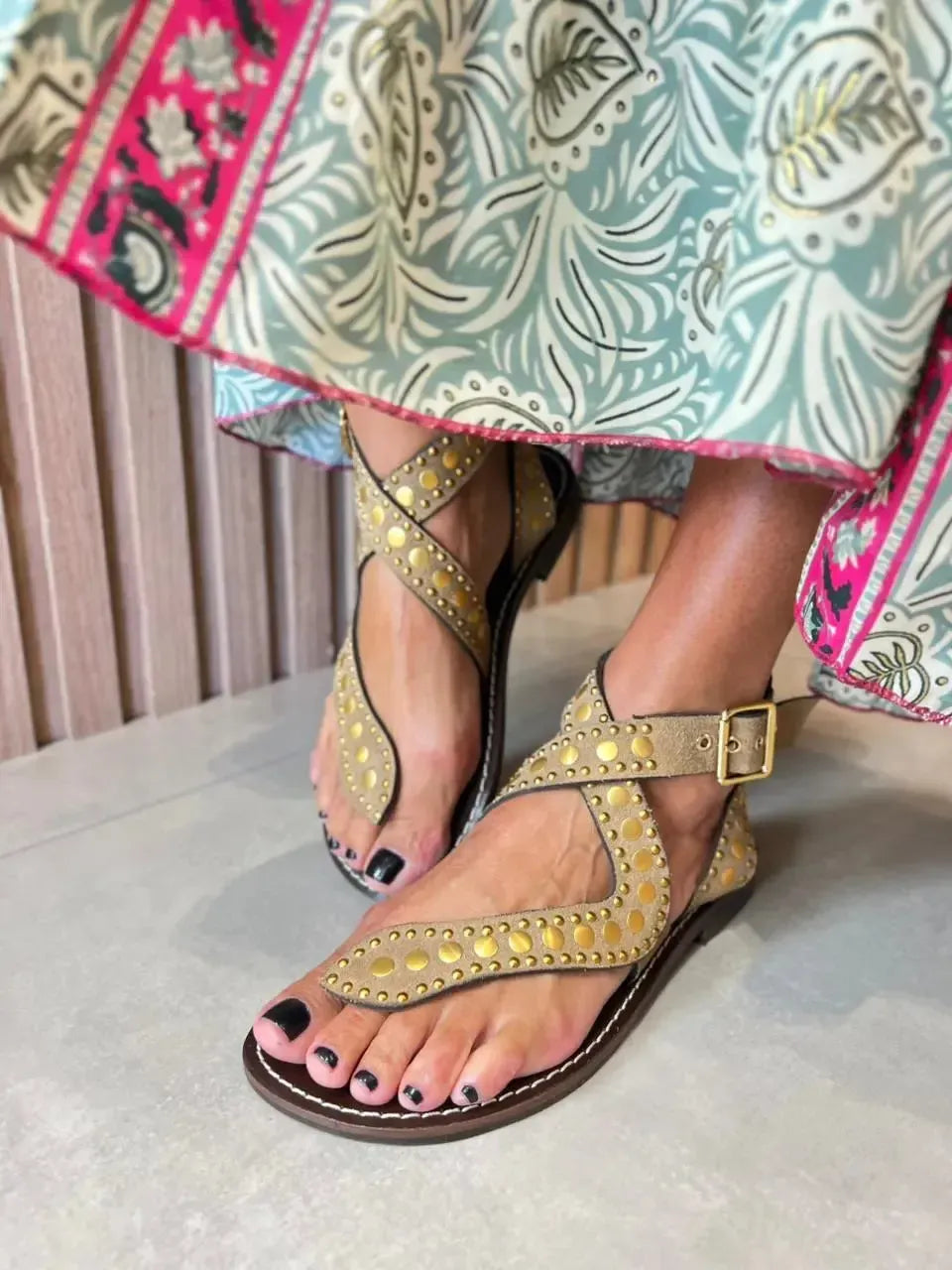 Rasteira Espelho, Nude