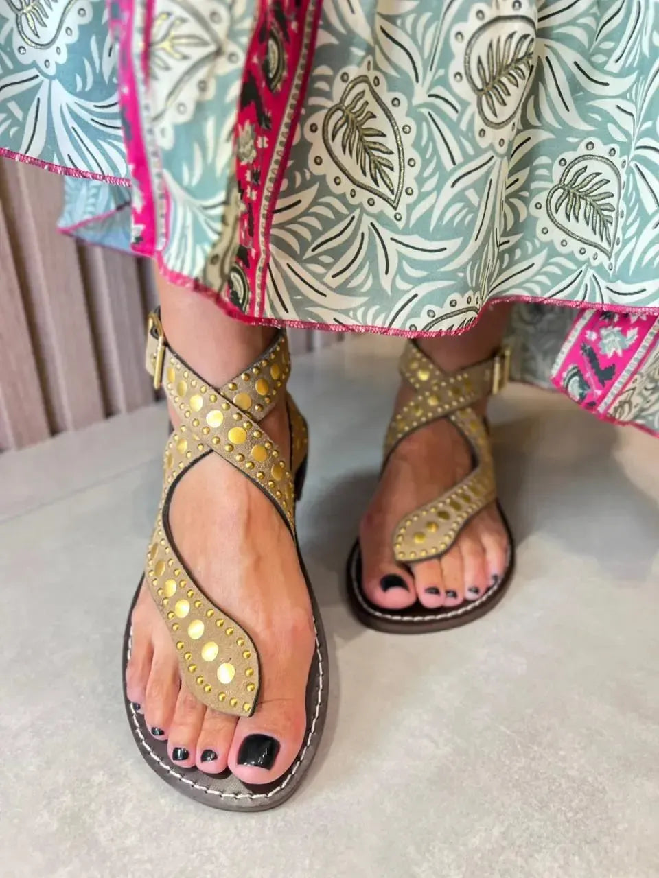 Rasteira Espelho, Nude