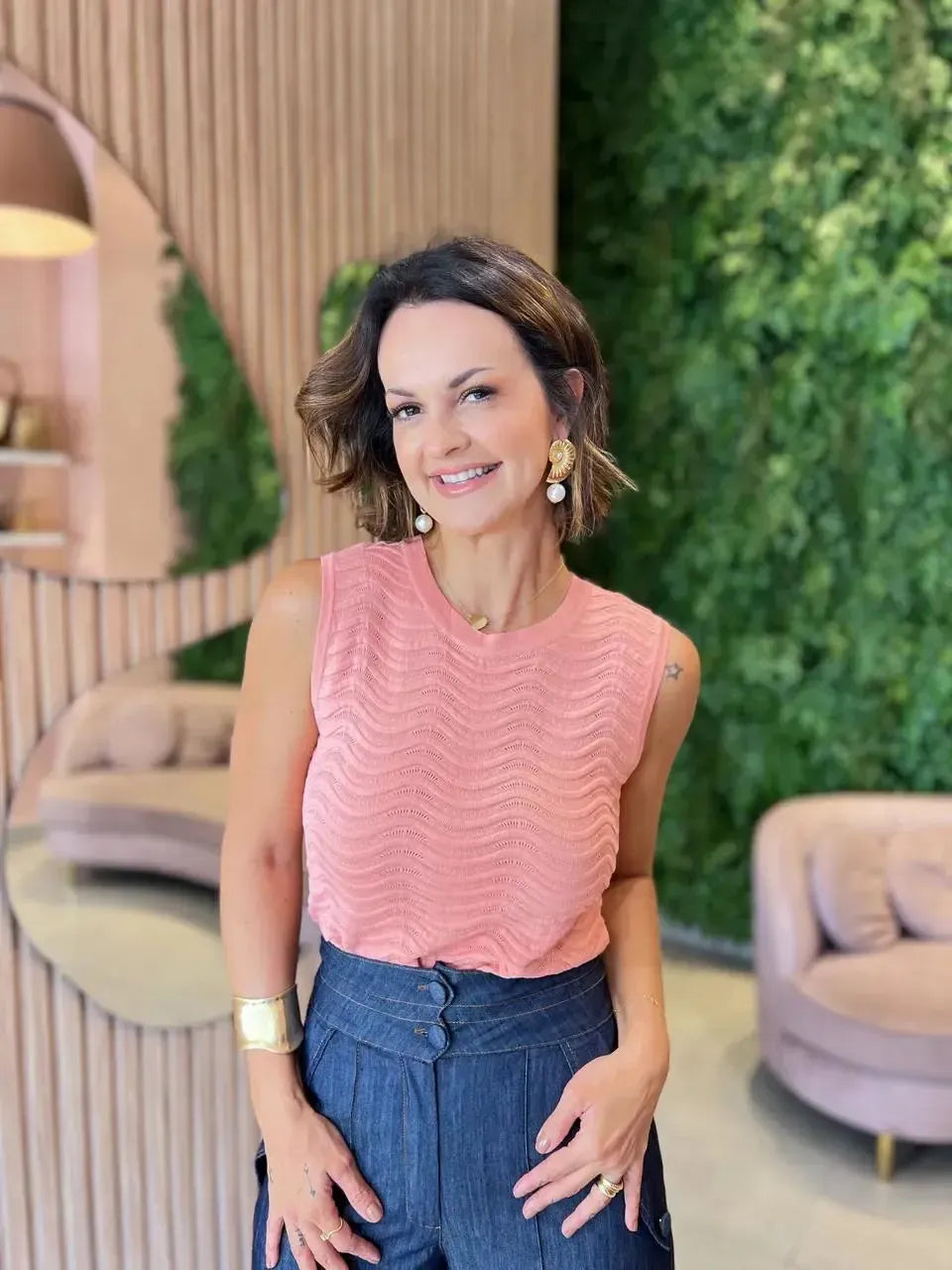 Regata em Linha detalhe no tecido , Coral