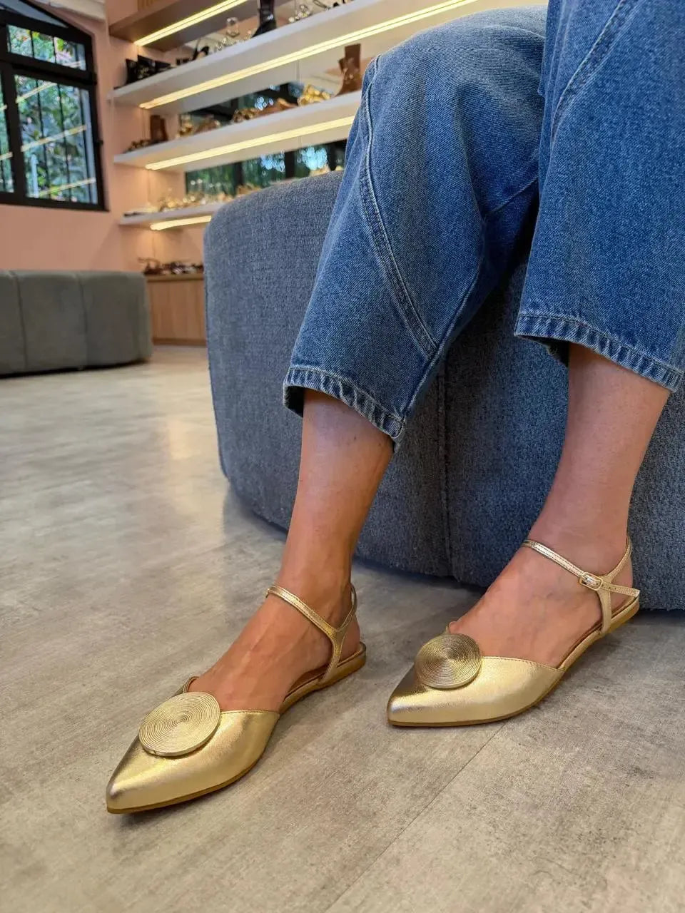 Sapatilha Slingback Clara, Ouro Light