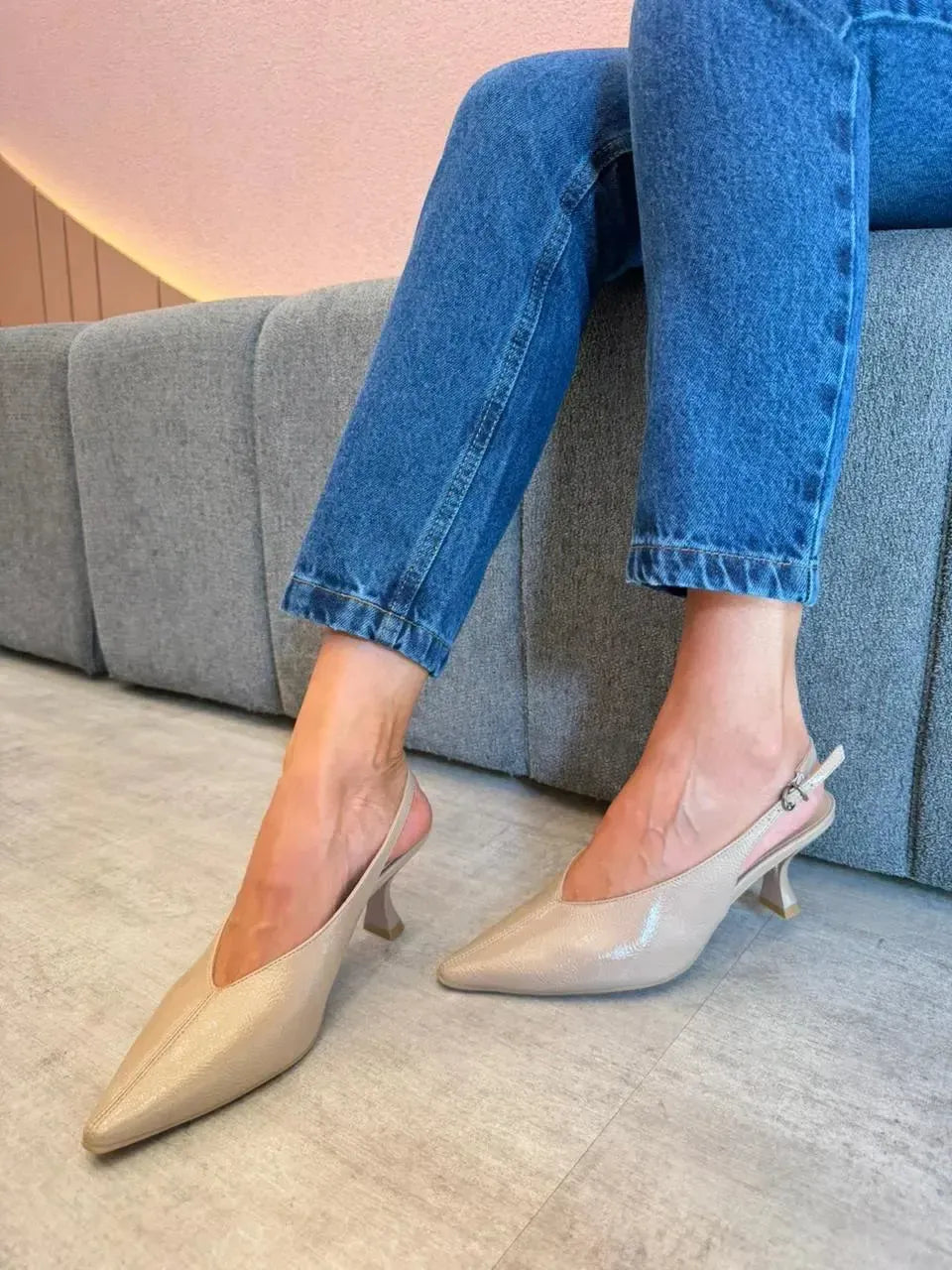 Scarpin Aline Slingback, Nude