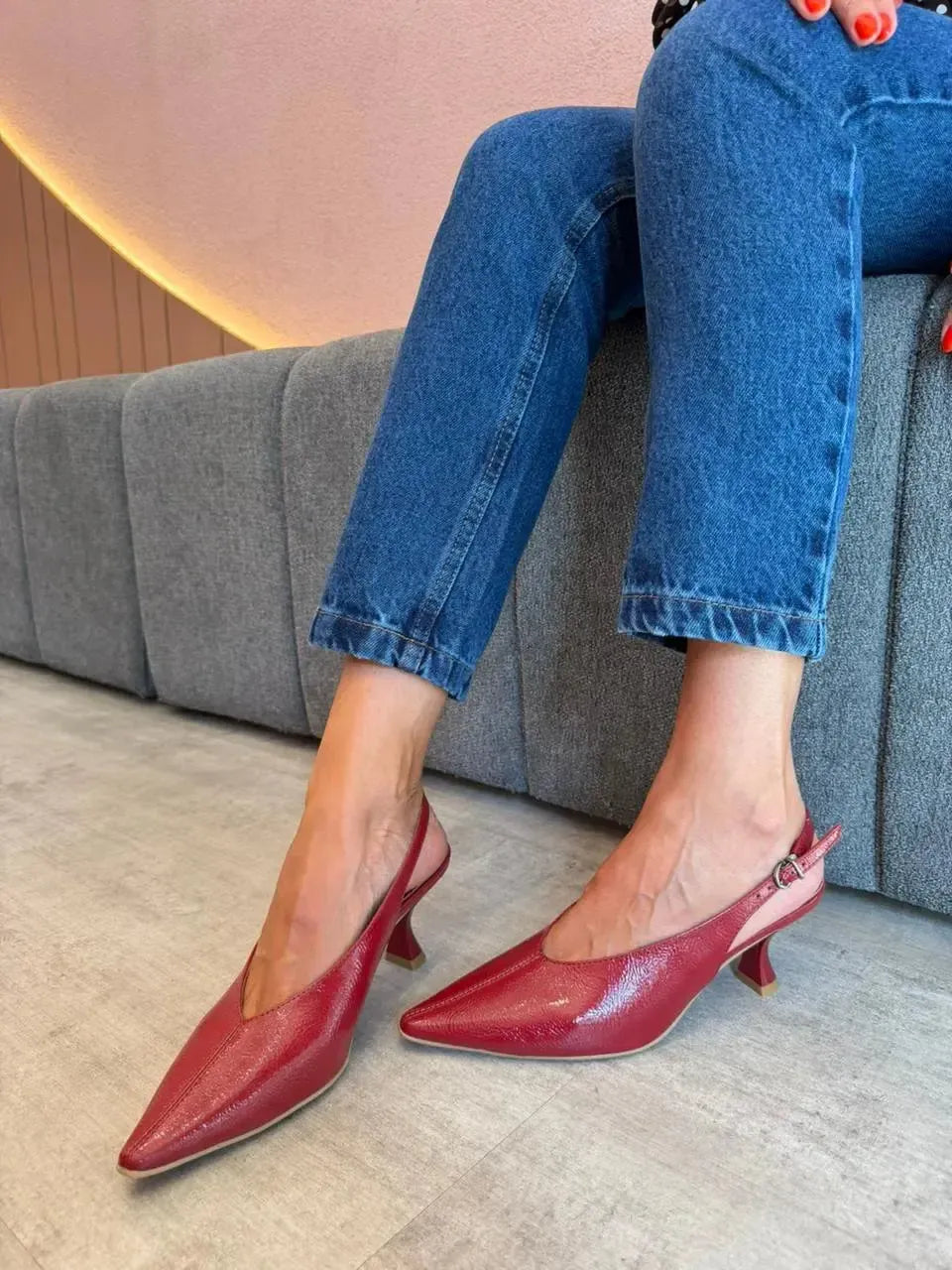 Scarpin Aline Slingback, Vermelho Cereja