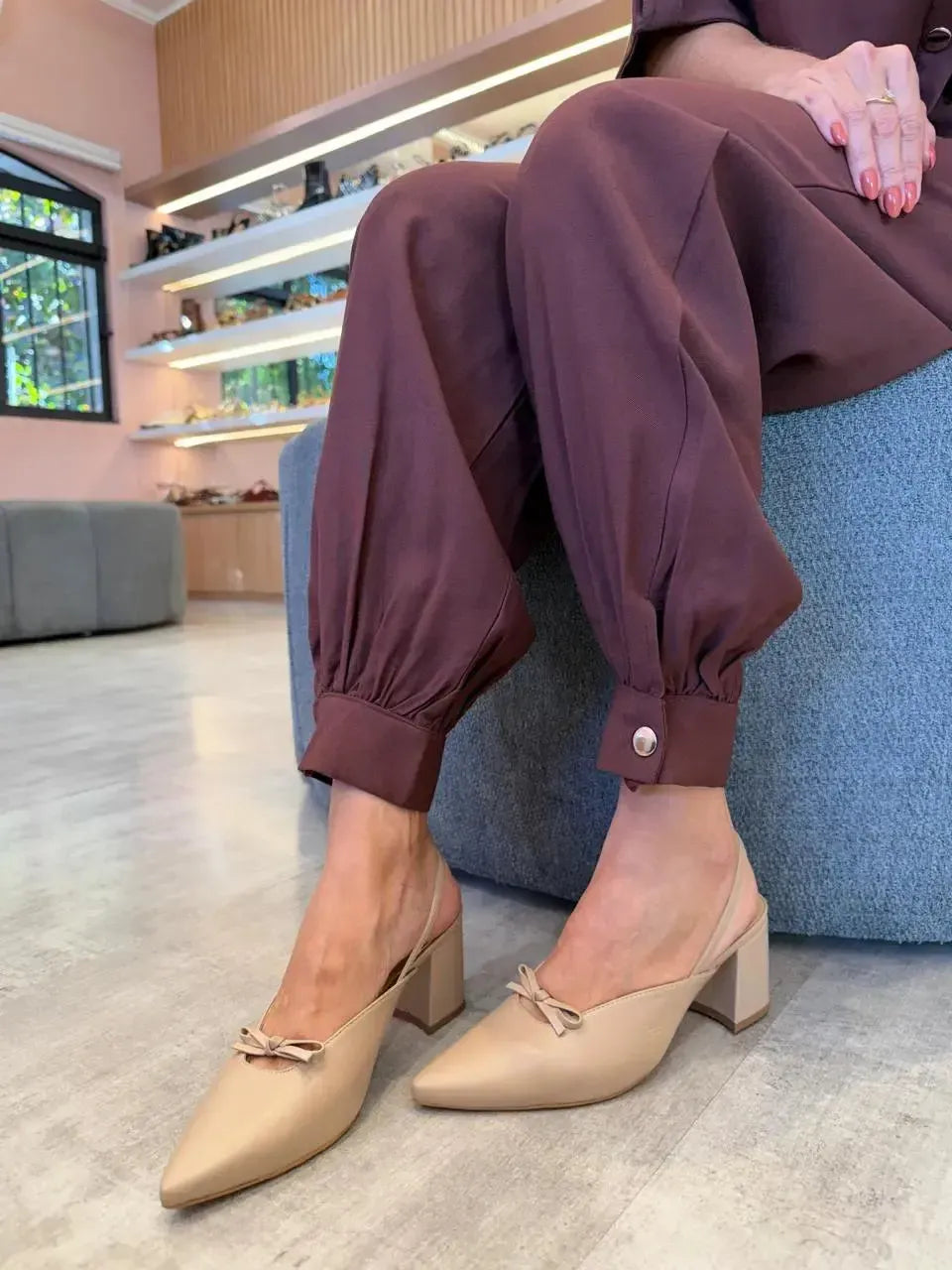Scarpin Slingback Cecília, Nude