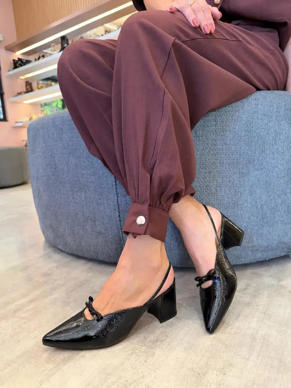 Scarpin Slingback Cecília, Preto