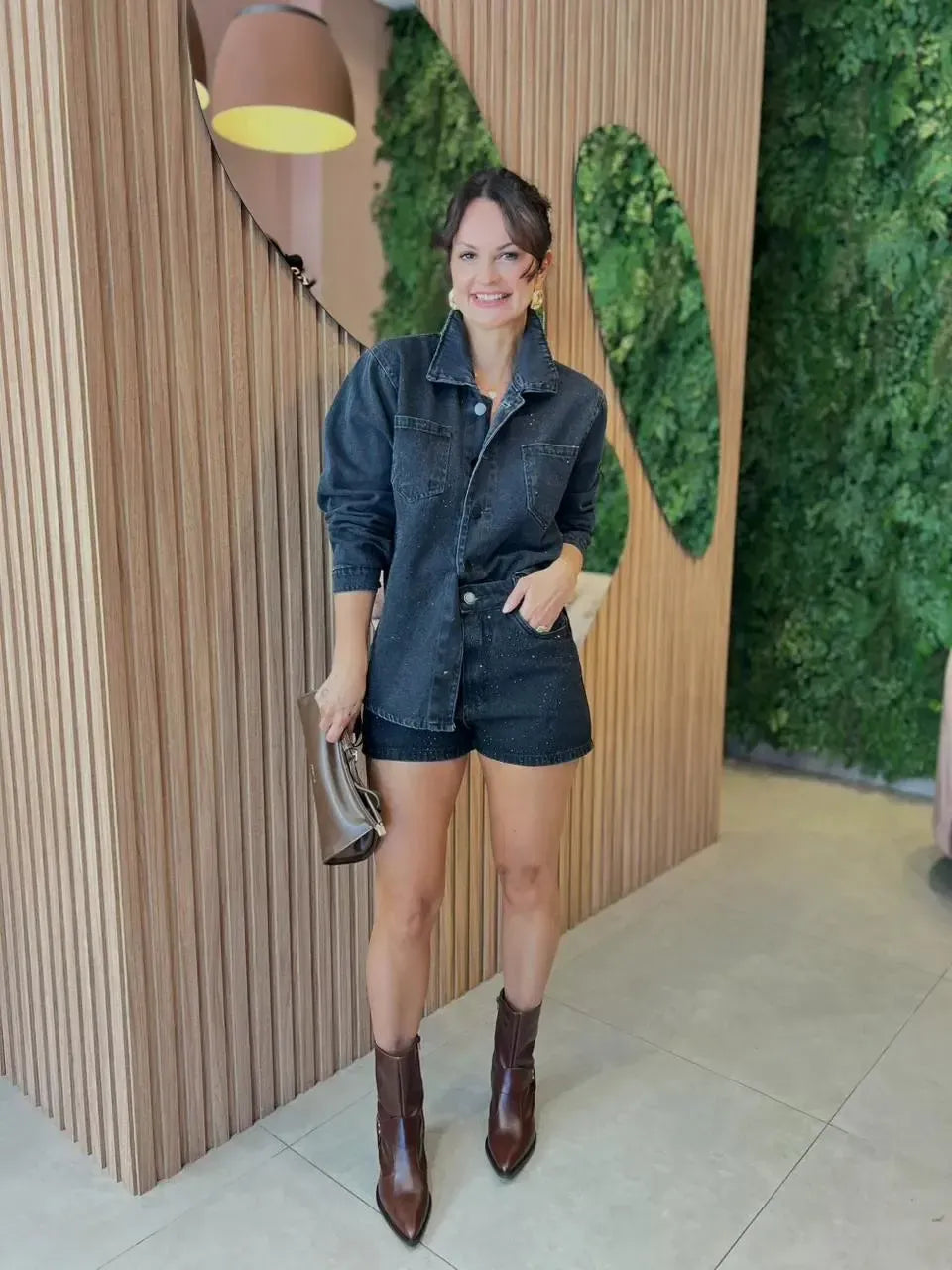 Shorts Jeans Black com Brilho